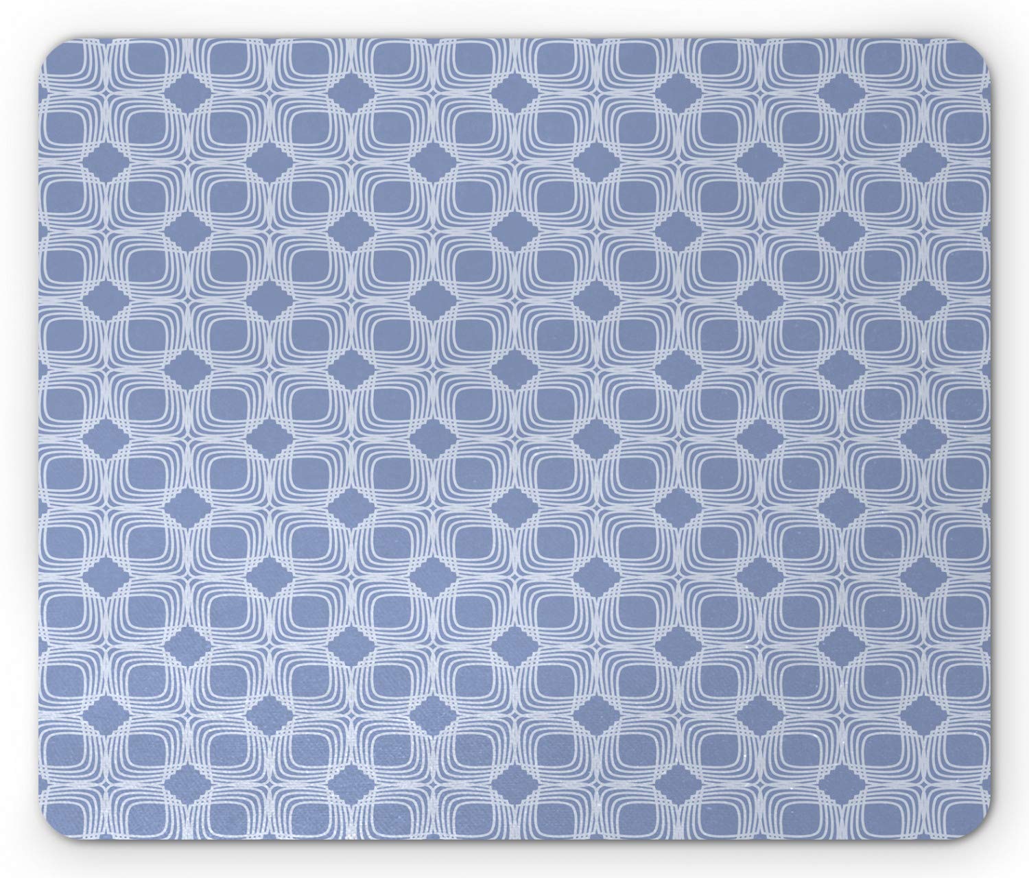 Ambesonne Blue and Grey Mouse Pad with Diagonal Squares Geometric Pattern - Non-Slip Rubber Base for Computer, Gaming & Office Use - Standard Size Rectangle Mousepad for PC, Laptop & Workstation