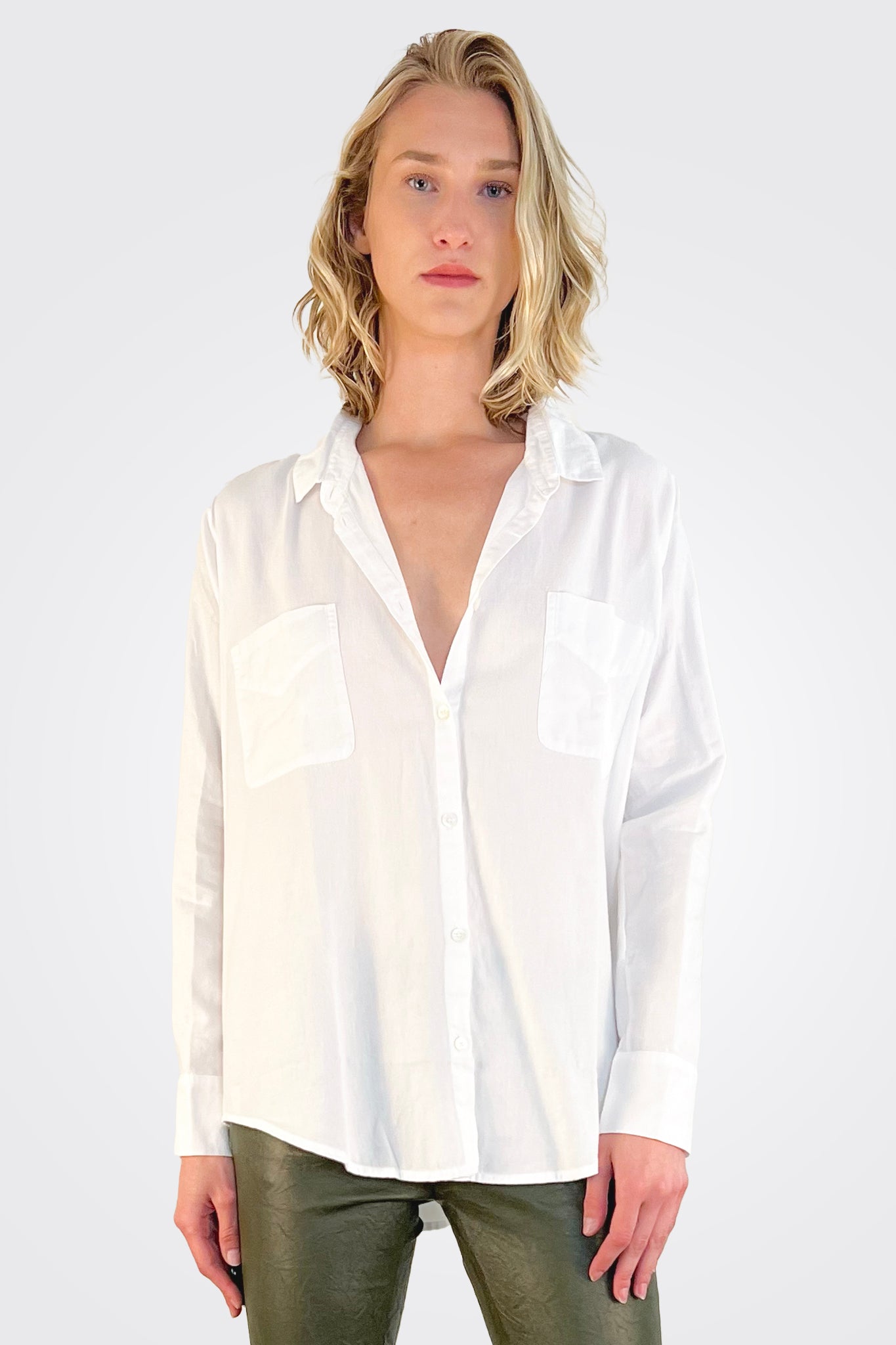 Premium Cotton Pocket Detail Shirt for Men - Classic White Button Down Casual Shirt - Perfect for Office, Business Casual & Everyday Wear