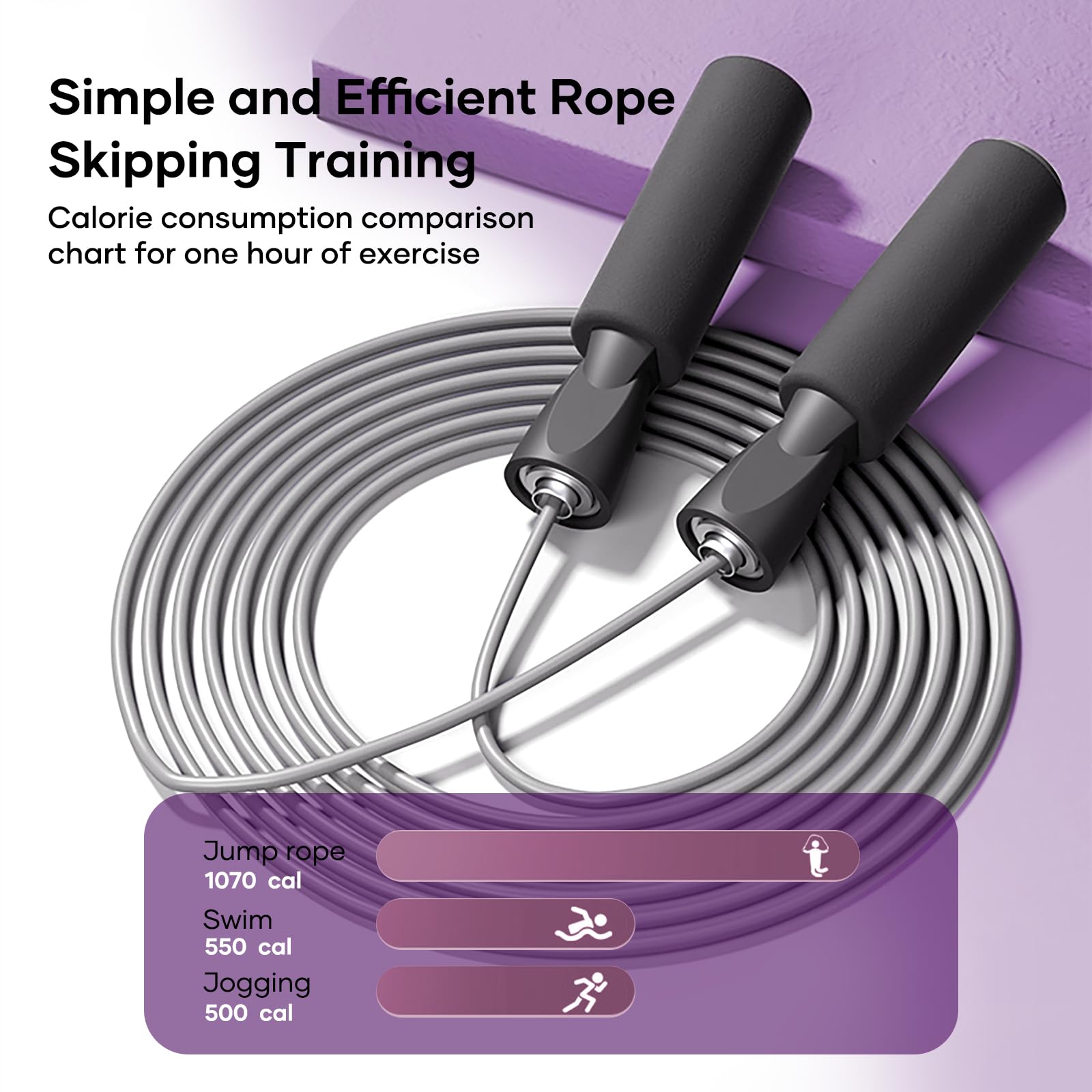 Adjustable Jump Rope with Ball Bearings - Tangle-Free Rapid Speed Steel Cable Skipping Rope for Men, Women & Kids - Foam Handles for Home Workouts, Fitness Training & Cardio Exercise | Perfect for CrossFit, Boxing, Weight Loss & Indoor/Outdoor Fitness