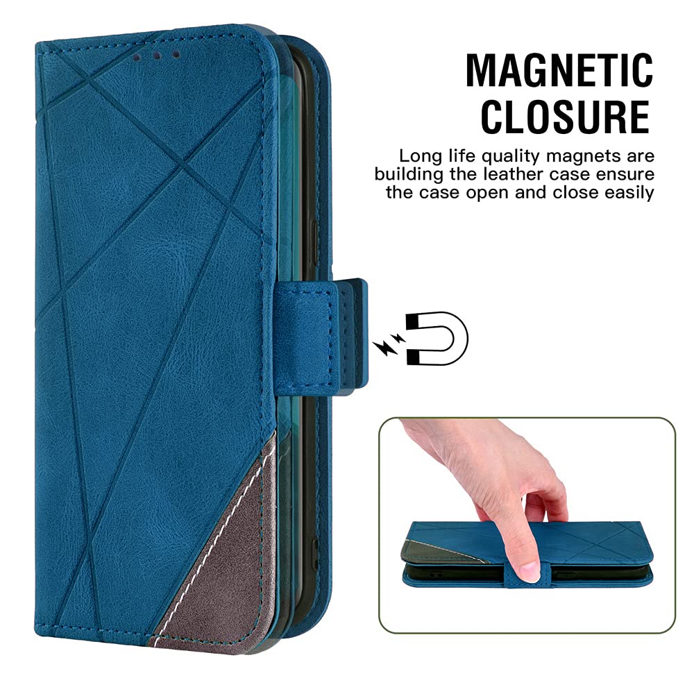 Premium Leather Wallet Case for iPhone X/XS/10 with Tempered Glass Screen Protector & Card Holder - Slim Flip Cover for iPhone X, XS, 10 (Blue) | Perfect for Everyday Use, Travel & Business Meetings