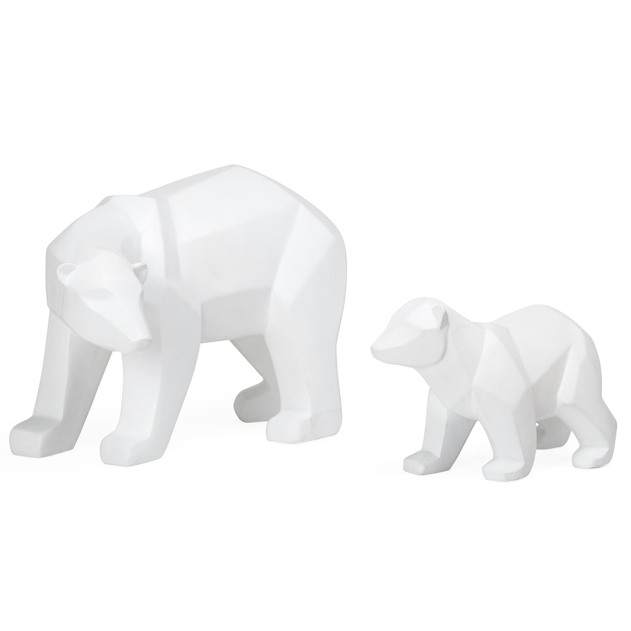 Torre & Tagus Carved Angle Polar Bears Set of 2 - Elegant Home & Office Decor, Table Centerpiece, Bookshelf & Bedroom Decoration - Perfect for Winter Themed Decor & Gift Giving