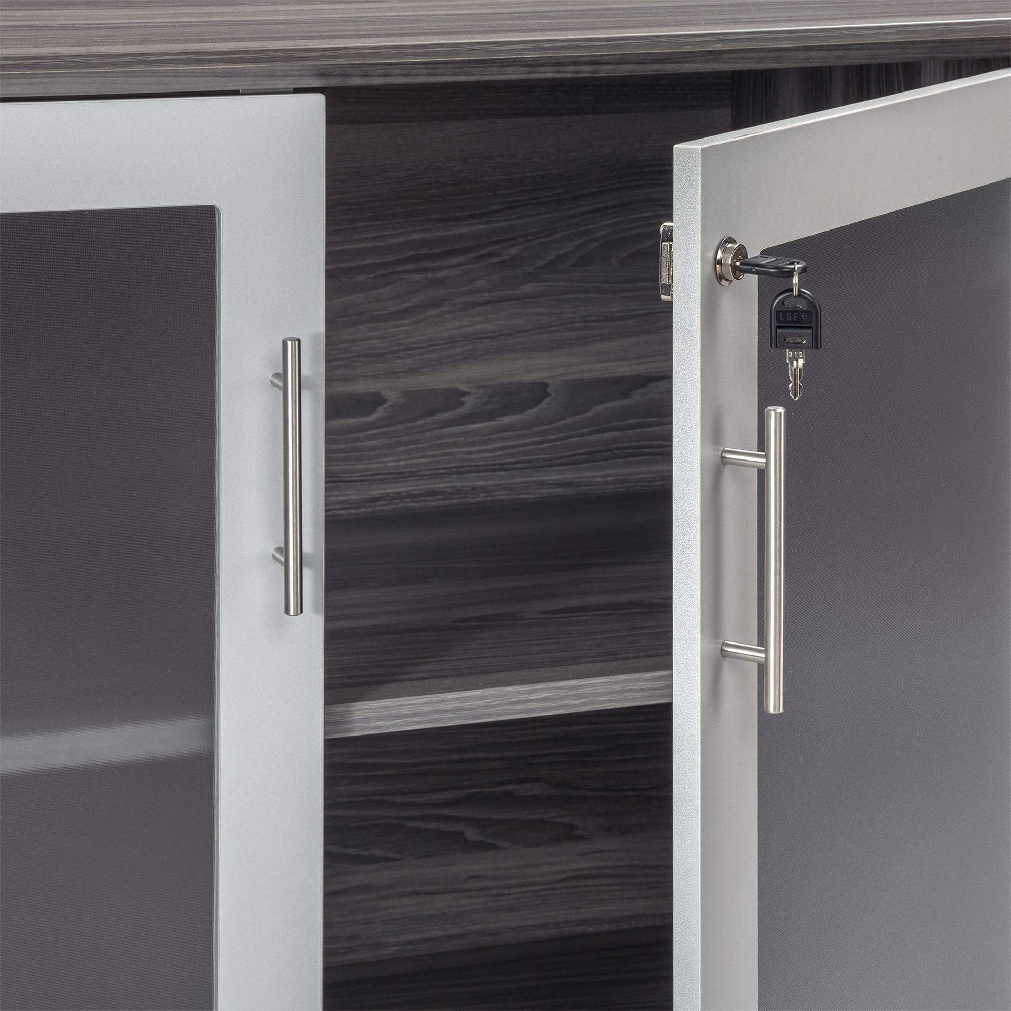 Safco Mayline Medina Low Wall Cabinet with Wood & Glass Doors - MVLC - Perfect for Office Storage, Home Organization & Workspace Decor