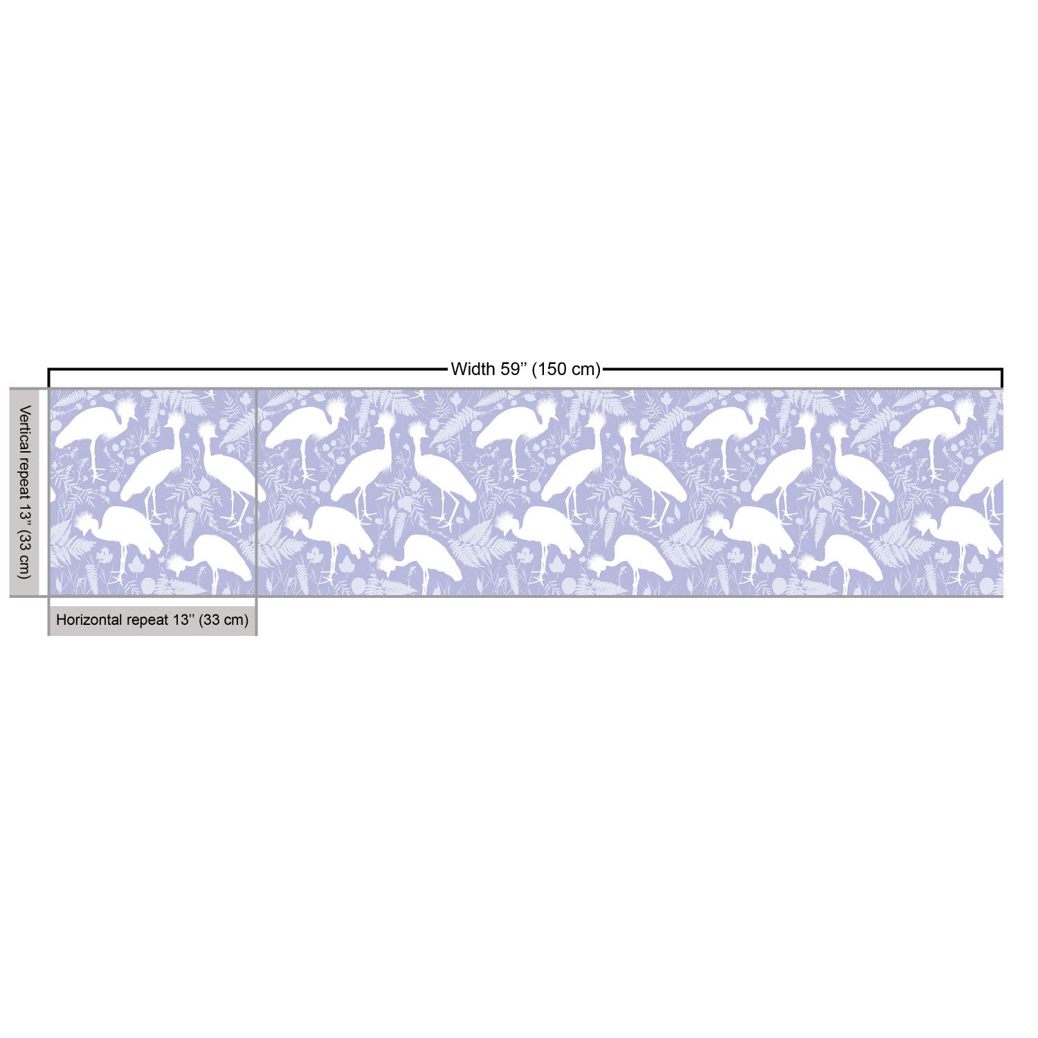 Ambesonne Savannah Fabric by The Yard - Abstract White Silhouette Exotic Crowned Crane Birds with Grass & Flowers - Decorative Upholstery & Home Decor Fabric (5 Yards, Lavender Blue & White) - Perfect for Curtains, Pillows & DIY Craft Projects