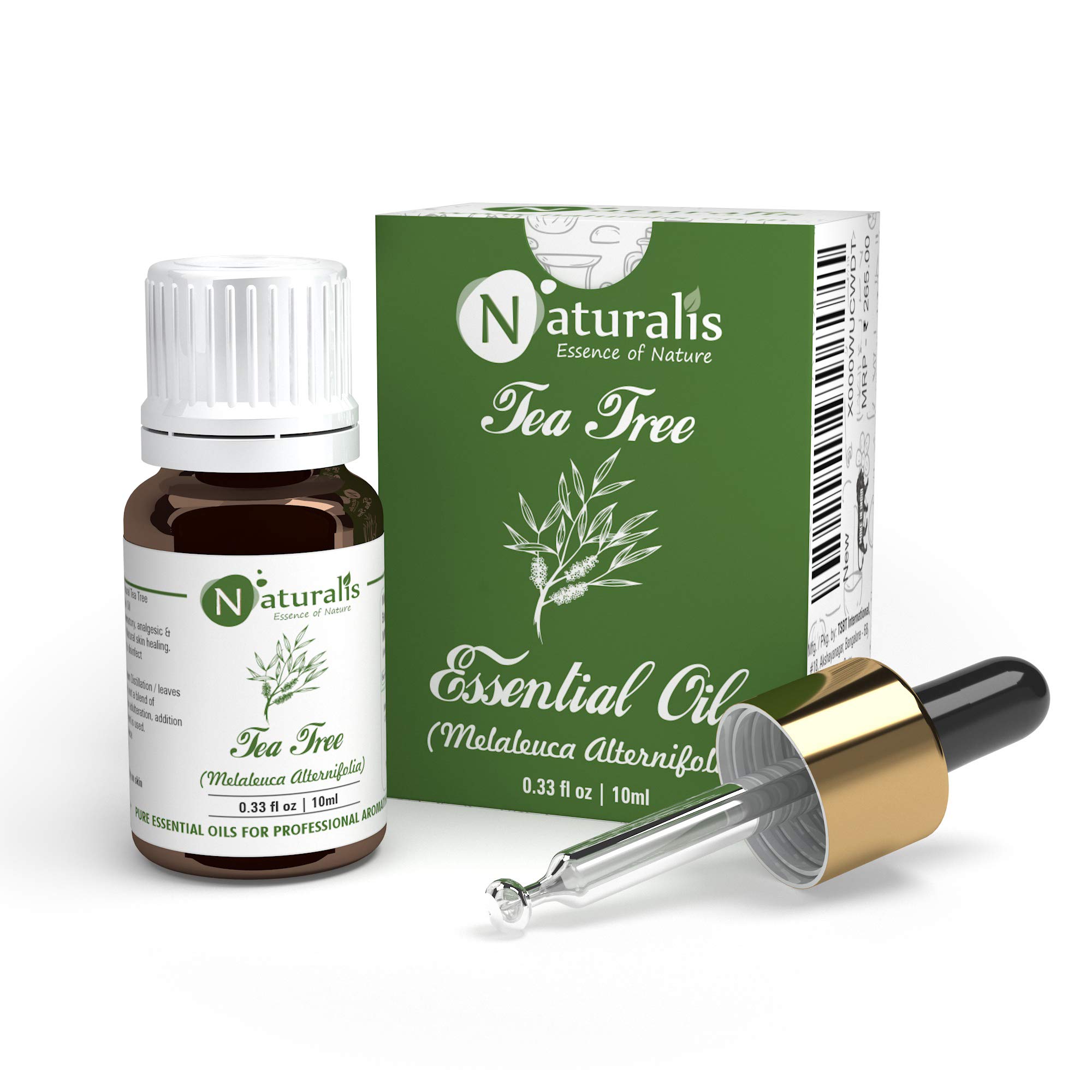 Naturalis 100% Pure Tea Tree Essential Oil - 10ml (2-Pack) | Organic Aromatherapy for Skin Care, Hair Growth & Home Diffuser