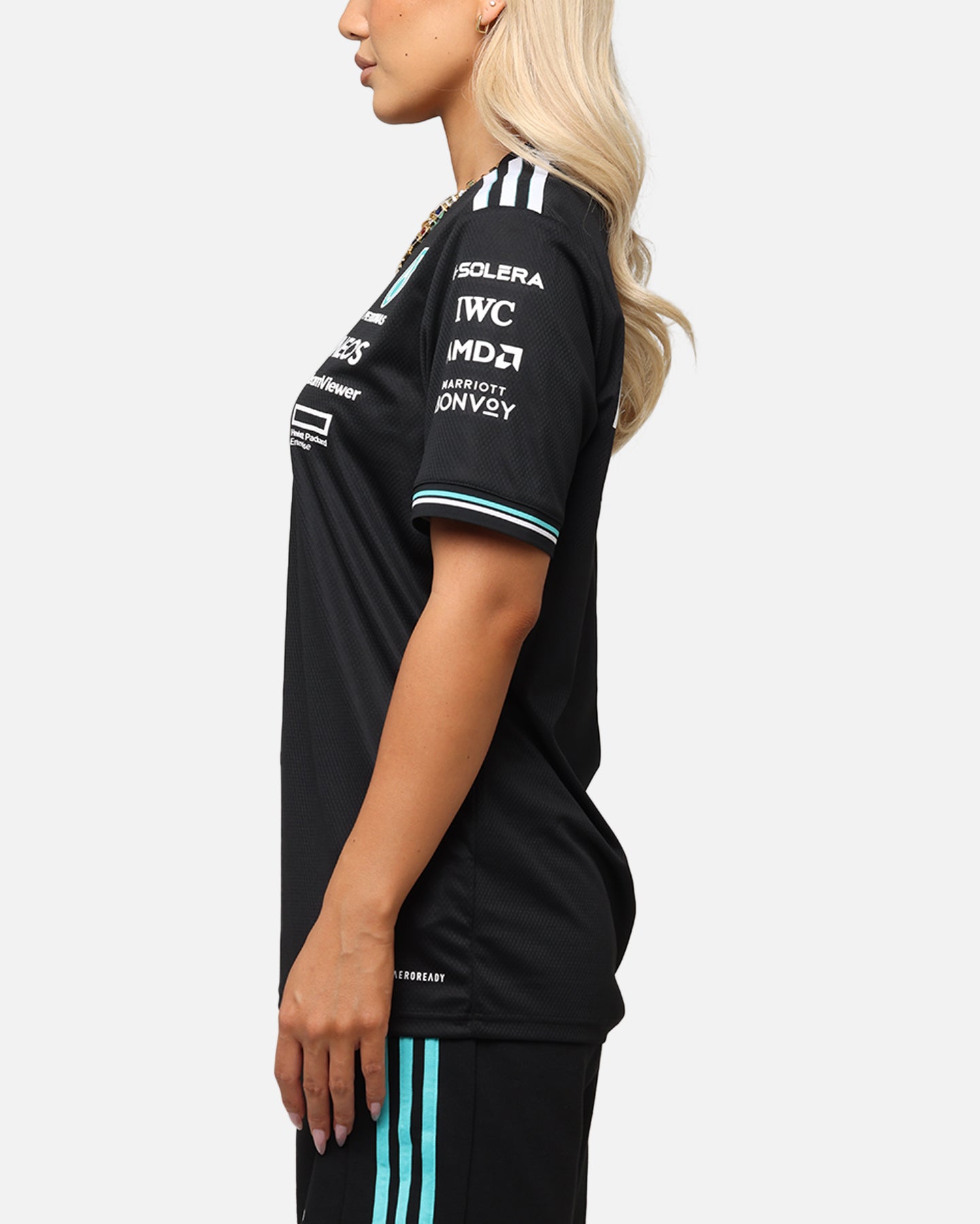 Adidas x Mercedes AMG Petronas Formula One F1 2025 Authentic Drive T-Shirt Black - Official Motorsport Fan Apparel for Racing Enthusiasts