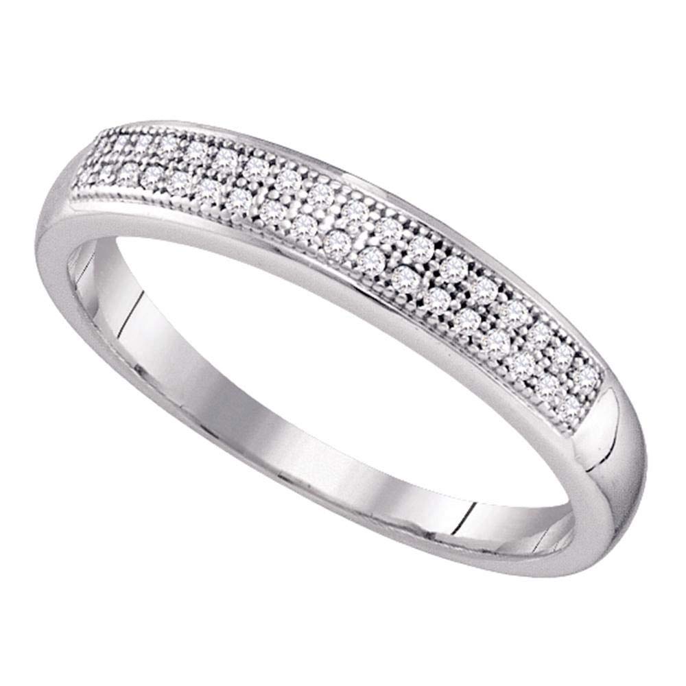 10K White Gold Women's Round Diamond Pave Band Ring 1/10 CTTW - Elegant Wedding, Engagement & Anniversary Jewelry Gift for Her