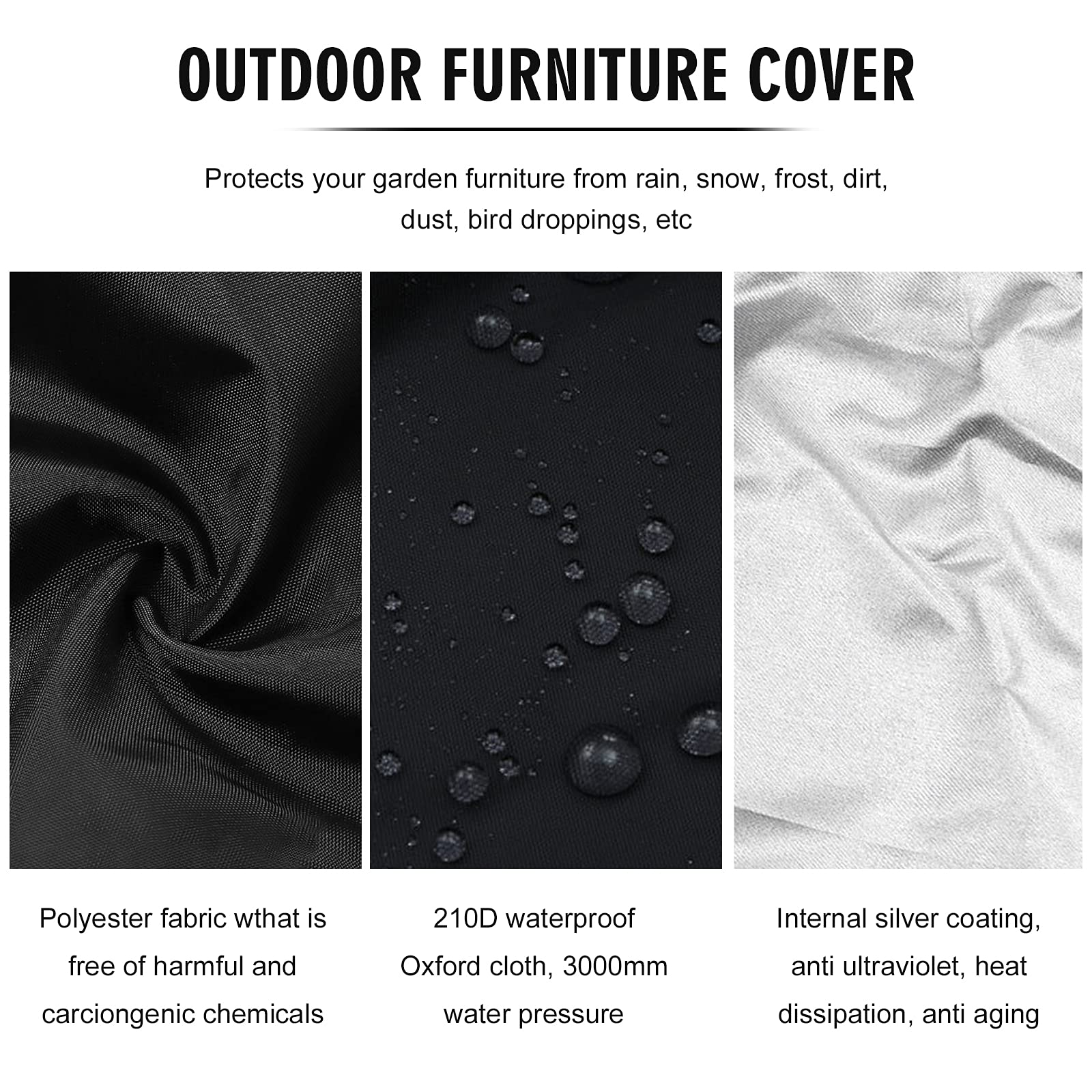 Waterproof V-Shaped Patio Furniture Cover for Sectional Sofa - Outdoor Windproof Protector (112.6