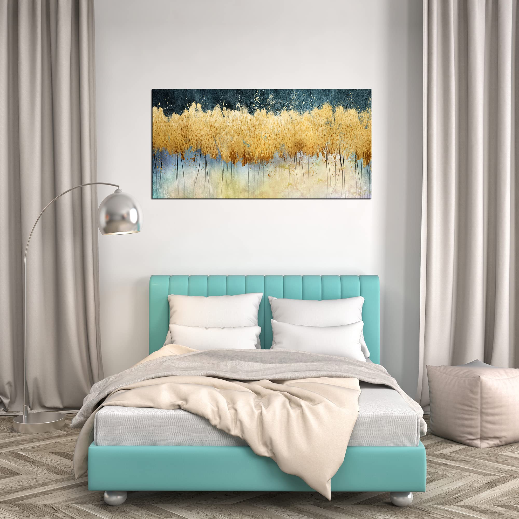 XXMWallArt FC2675 Abstract Golden Forest Canvas Wall Art - Modern Home Decor Painting for Living Room, Bedroom, Kitchen & Office | Perfect for Accent Walls & Contemporary Interior Design