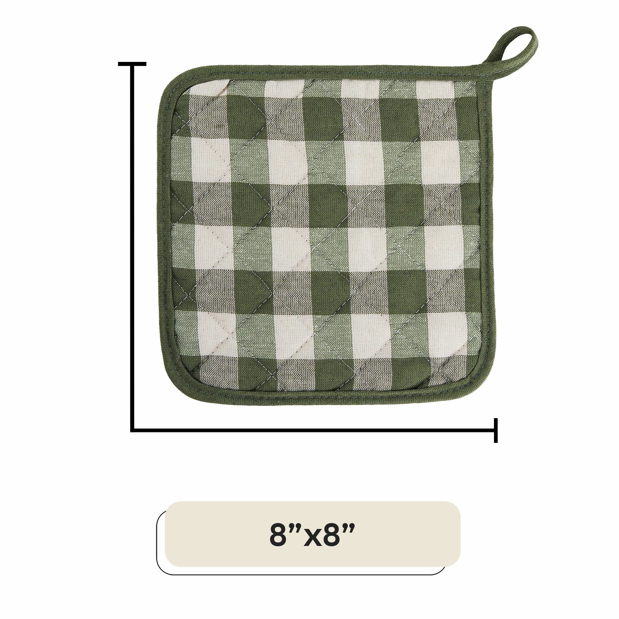 Buffalo Check Quilted Pot Holders 2 Pack, Heat Resistant & Non-Slip Trivets for Kitchen - 8