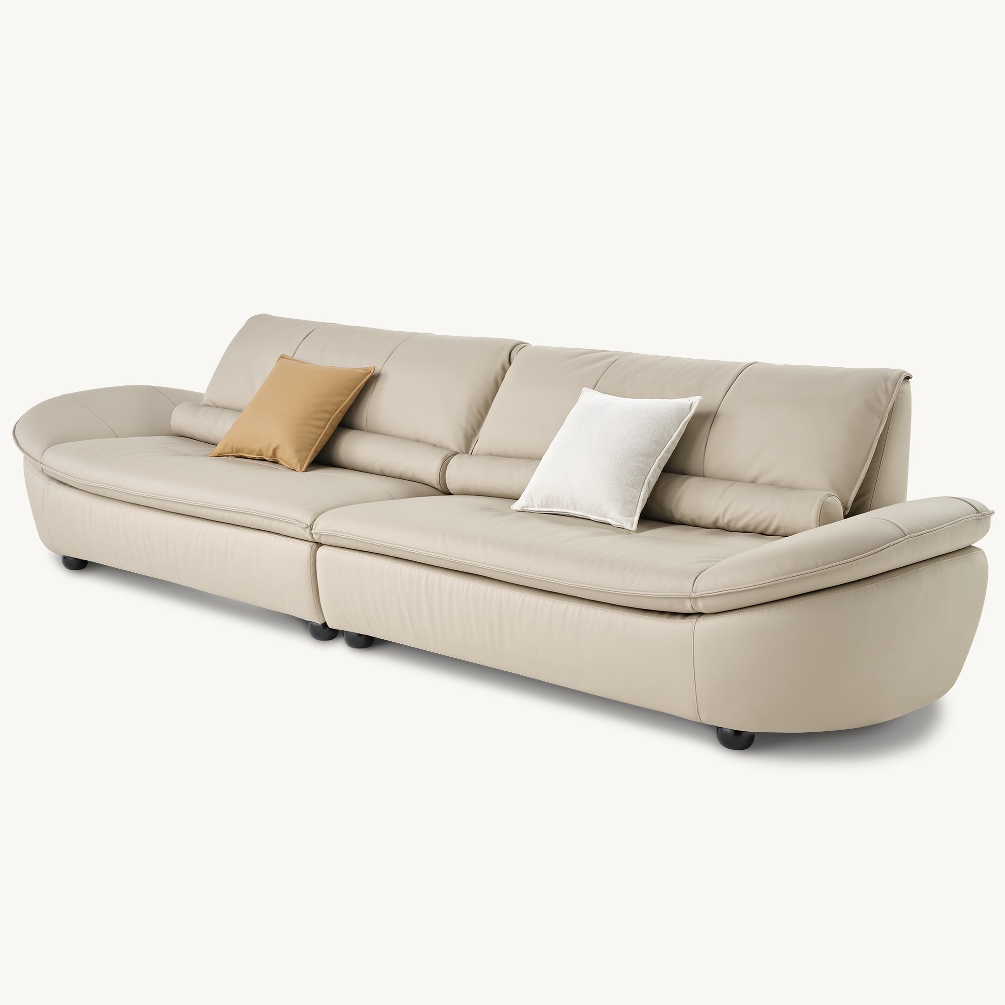 BELLA Genuine Napa Leather Sofa - Luxury 3-Seater Couch for Living Room, Modern Sectional Sofa with Soft Cushions, Perfect for Home Theater & Family Gatherings