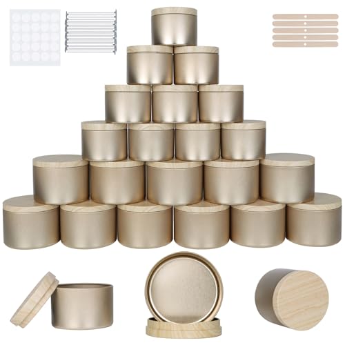 Champagne Gold Tins With Wood-grain Lids
