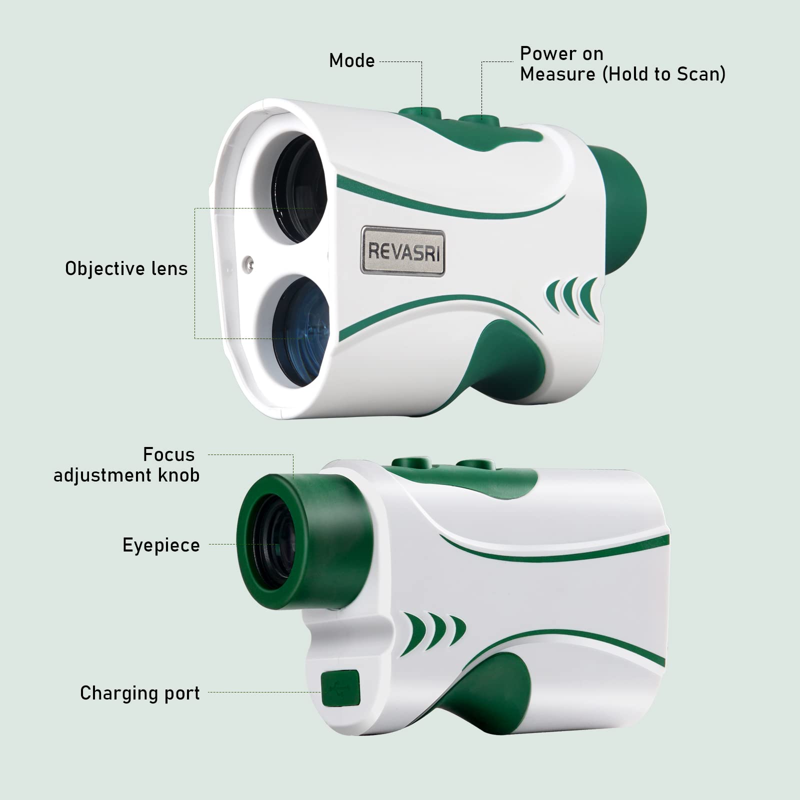 **Golf & Disc Golf Rangefinder - 1000 Yards Laser Distance Measurer with Slope Calculation, Pin Lock, Vibration, Elevation & Feet/Yards Display - Rechargeable for Outdoor Sports & Hunting**