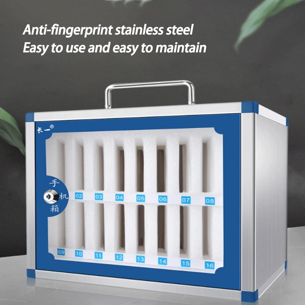 24-Slot Lockable Aluminum Alloy Phone Storage Cabinet - Secure Cell Phone Holder with Key Lock for Classroom, Office & Retail Store Organization