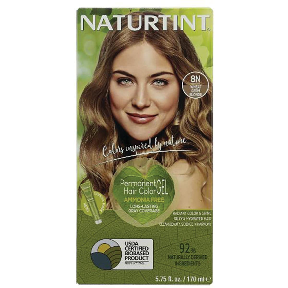 Naturtint Permanent Hair Color 8N Wheat Germ Blonde 165ml - Ammonia-Free & Vegan Hair Dye for Natural-Looking Highlights at Home | Perfect for Brunettes Wanting Warm Blonde Tones