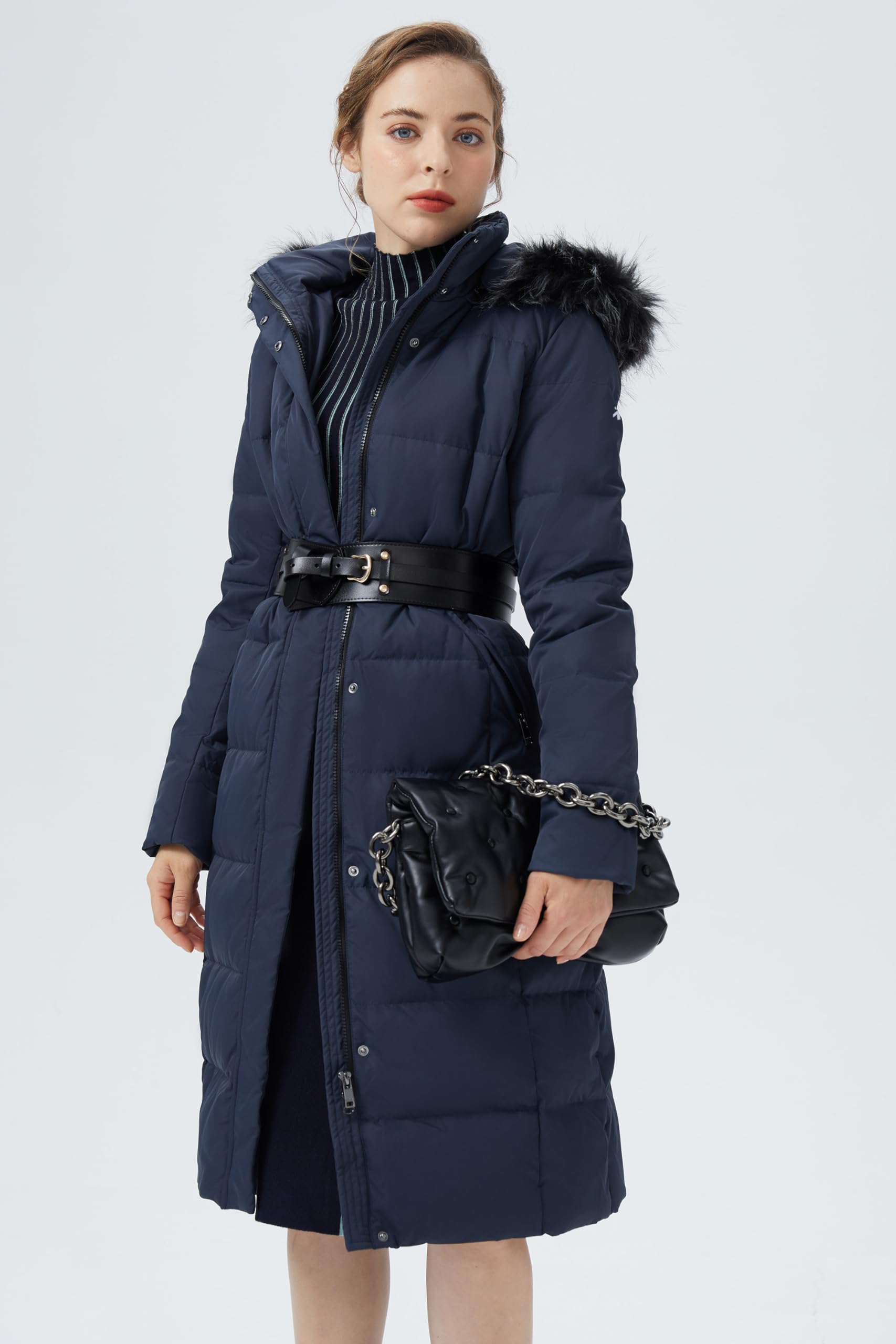 Orolay Women's Quilted Down Jacket - Winter Long Coat with Hood & Stand Collar, Warm Parka for Cold Weather | Perfect for Snow, Skiing & Outdoor Activities