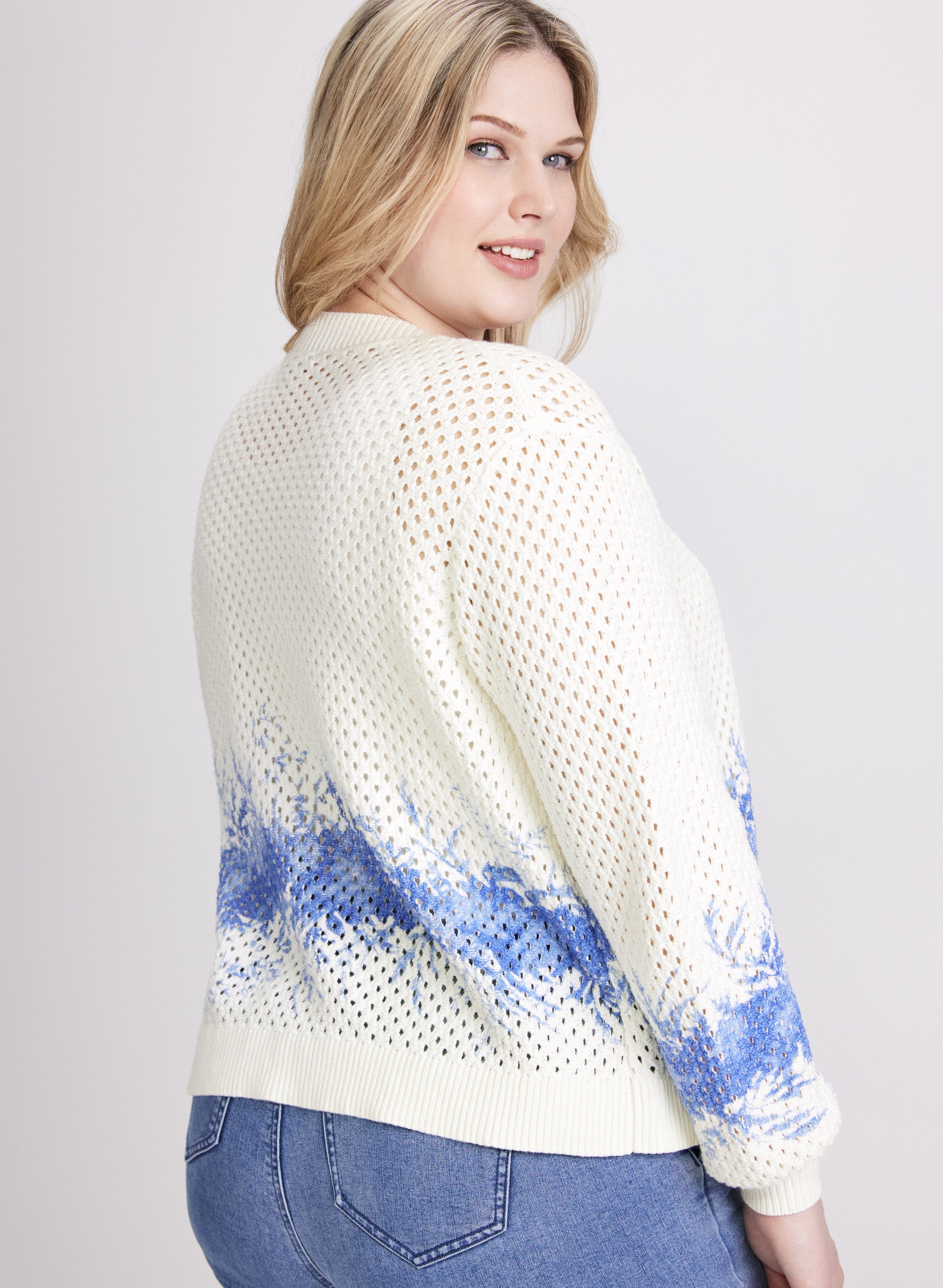 Stylish Abstract Dye Detail Cardigan for Women - Trendy Long Sleeve Open Front Knit Sweater | Perfect for Fall Layering, Coffee Dates & Casual Outings