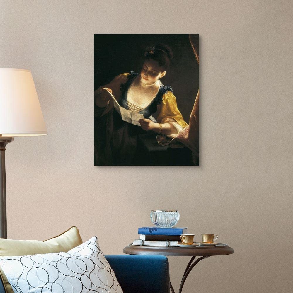 SYSMYXGS Paint by Numbers Kit for Adults - DIY Oil Canvas Painting with Brushes & Acrylic Paints - Home Wall Art Decor - Young Woman Reading a Letter by Jean Raoux - Perfect for Relaxation, Stress Relief & Creative Gift Ideas