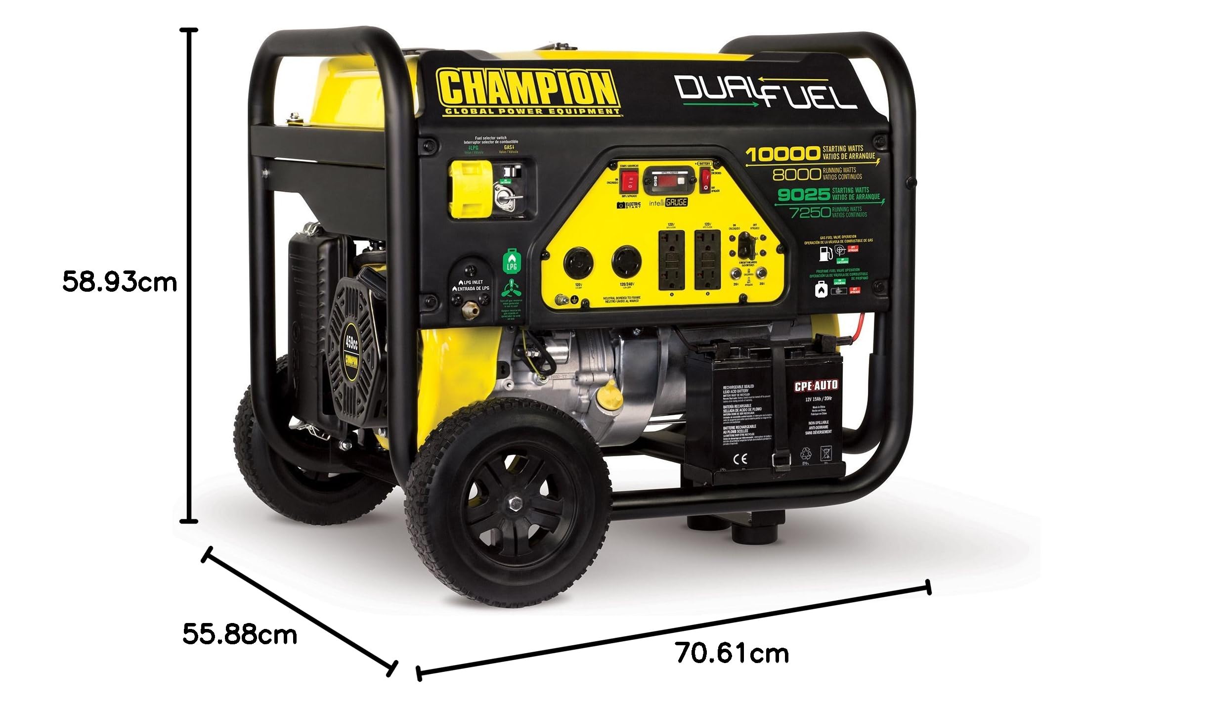 Champion 8000W Dual Fuel Portable Generator with Electric Start - Reliable Backup Power for Home, Camping & Emergency Use