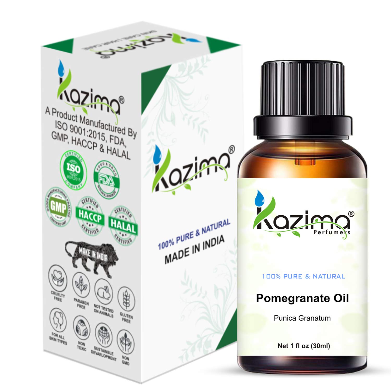 KAZIMA 100% Pure Pomegranate Essential Oil - Natural & Undiluted for Skin Care, Hair Growth & Aromatherapy, 30ml | Perfect for DIY Beauty Recipes, Massage & Relaxation