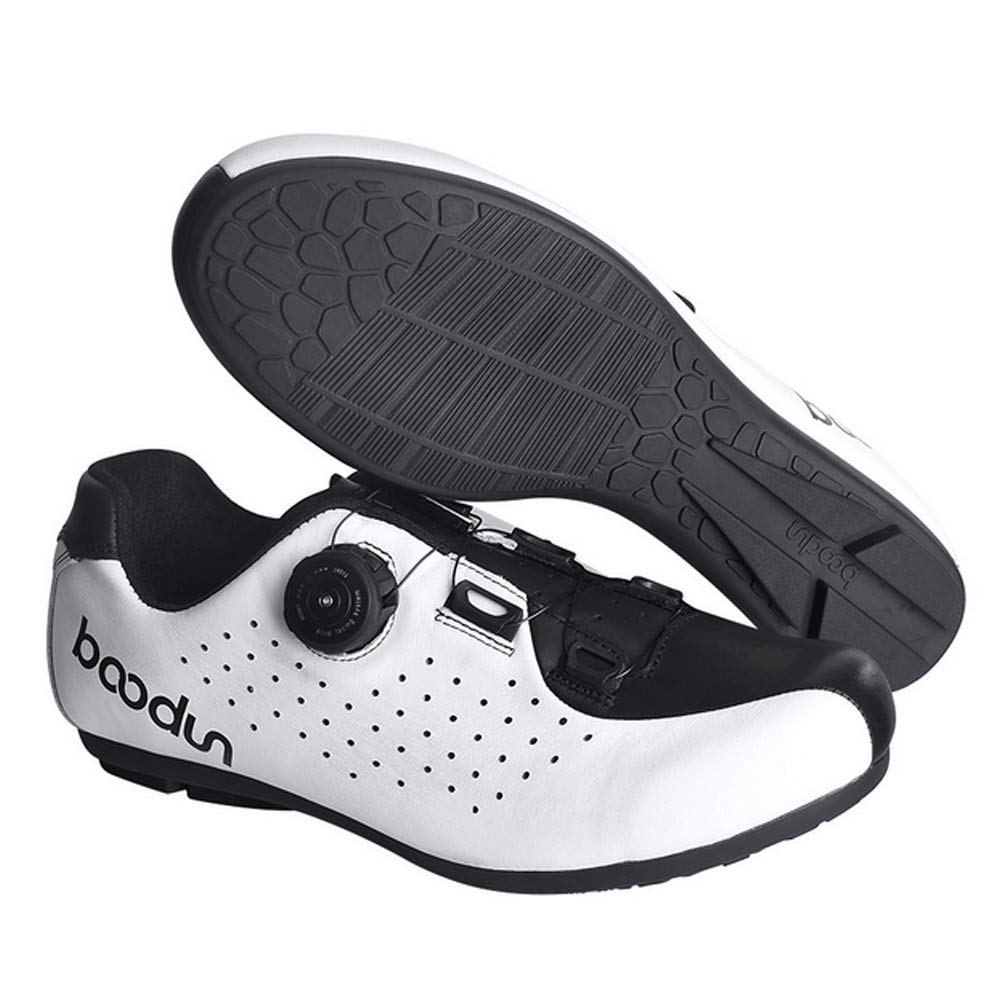 FACAI Unisex Cycling Shoes for Men & Women - Breathable Non-Slip Flat Pedal Bike Shoes for Road & Mountain Biking - Black/White Size 42 - Perfect for Commuting, Training & Outdoor Cycling Adventures