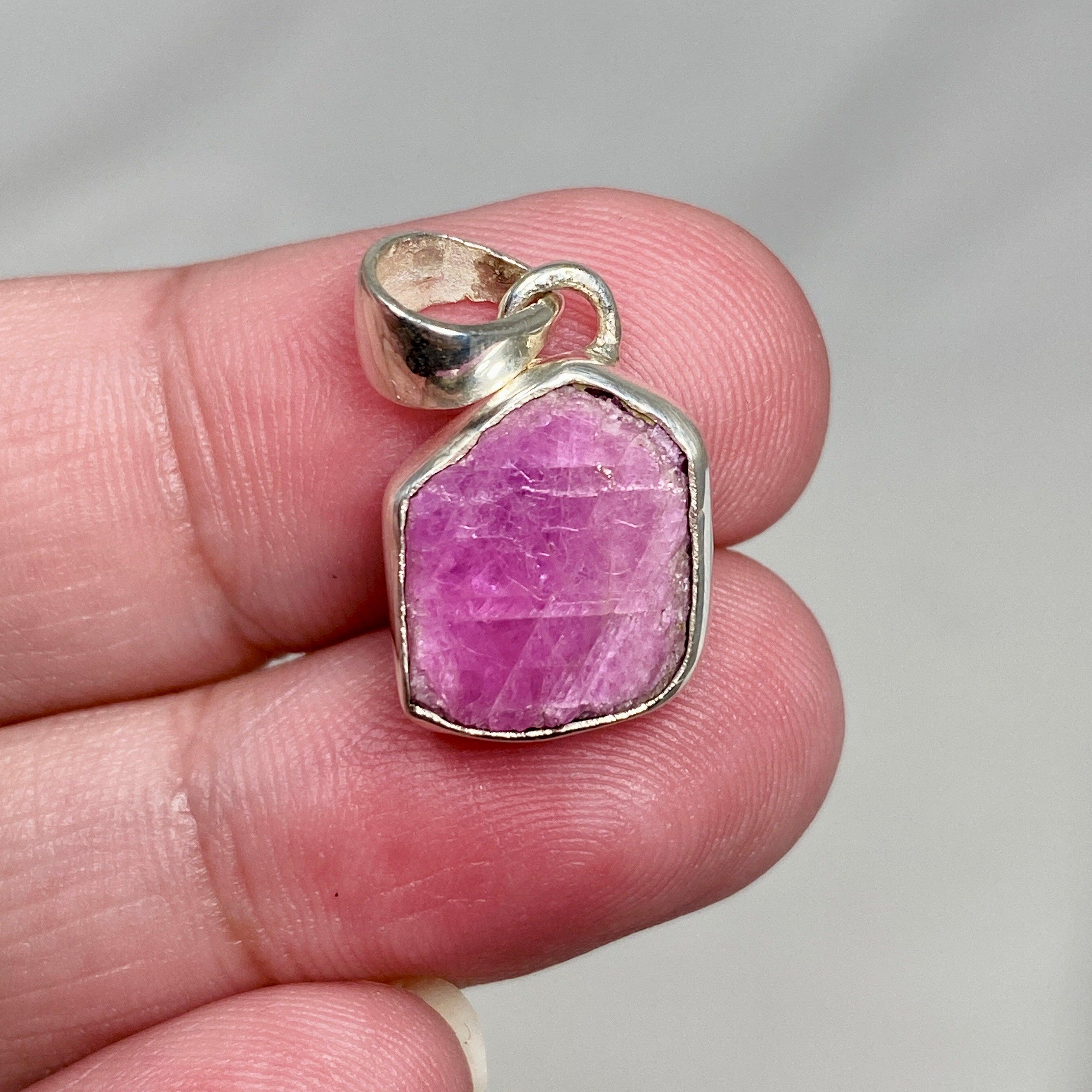 Natural Ruby Raw Hexagonal Pendant Necklace - KPGJ3341 | Handmade Boho Jewelry for Women, Gift for Her | Perfect for Meditation, Yoga & Spiritual Healing