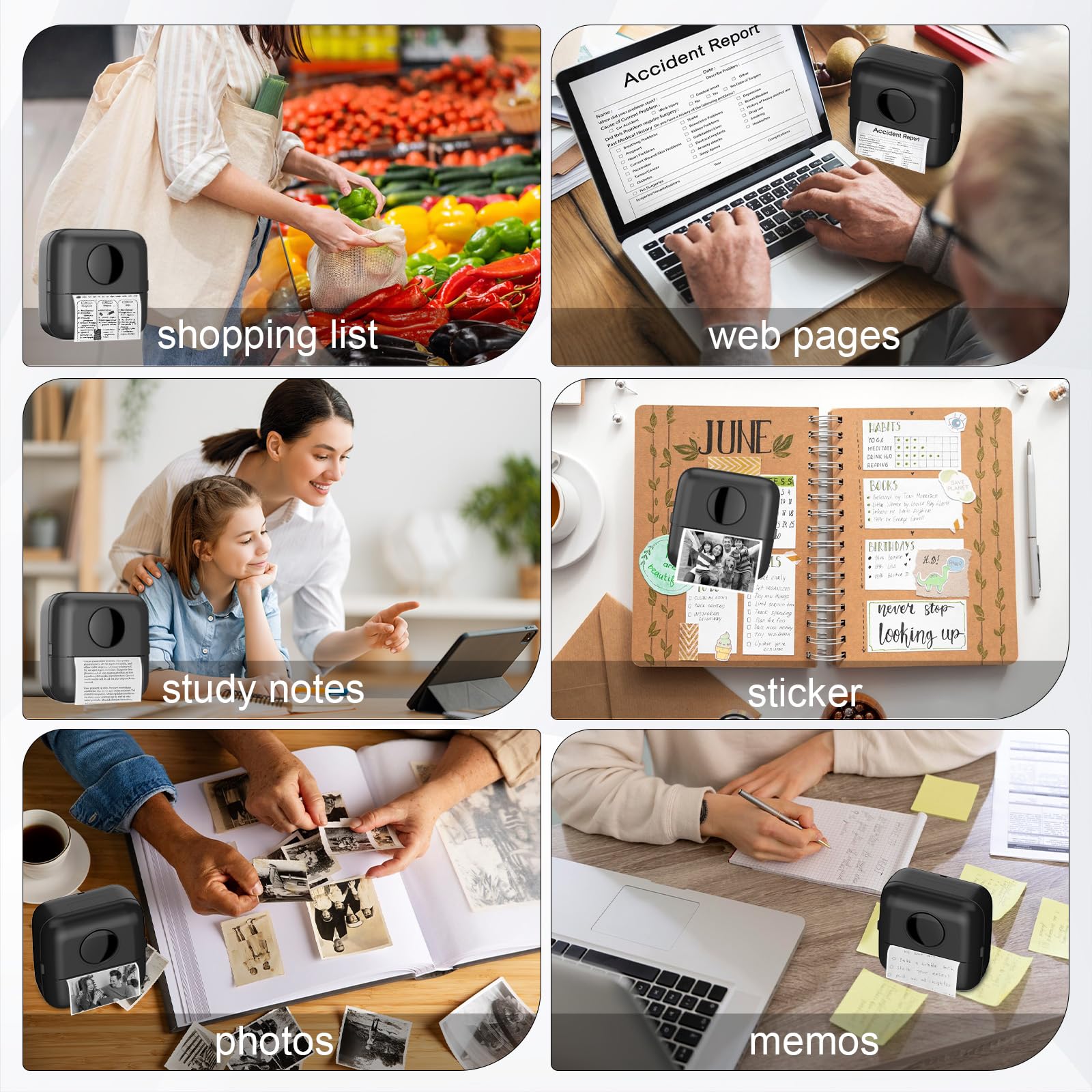 Print Pods Mini Sticker Printer - Wireless Thermal Inkless Label Maker for iOS & Android with 11 Rolls Thermal Paper & Sticker, Hard Protective Case - Perfect for DIY Crafts, Photo Labeling, Receipt Printing & Small Business Organization