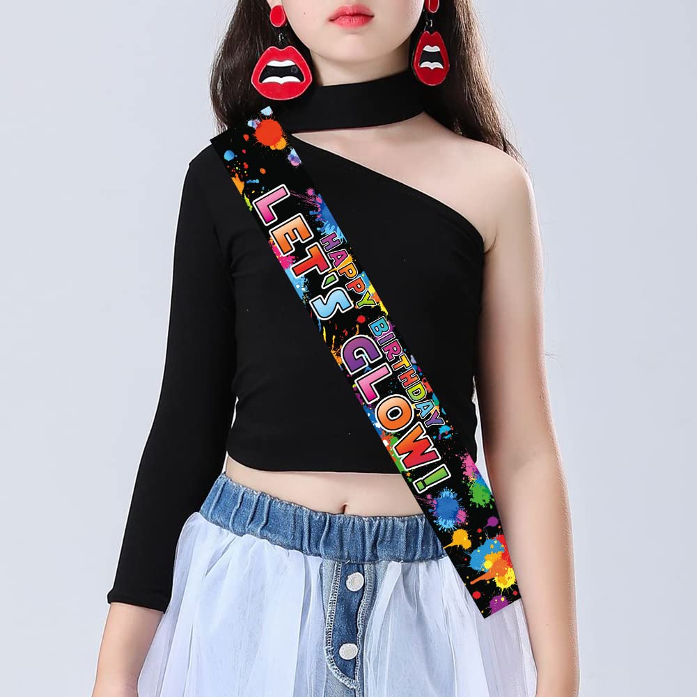 Glow Neon Birthday Party Decorations - Happy Birthday Sash & Party Supplies for Glowing Themed Celebrations | Perfect for Birthday Anniversaries, Night Parties & Neon-Themed Events
