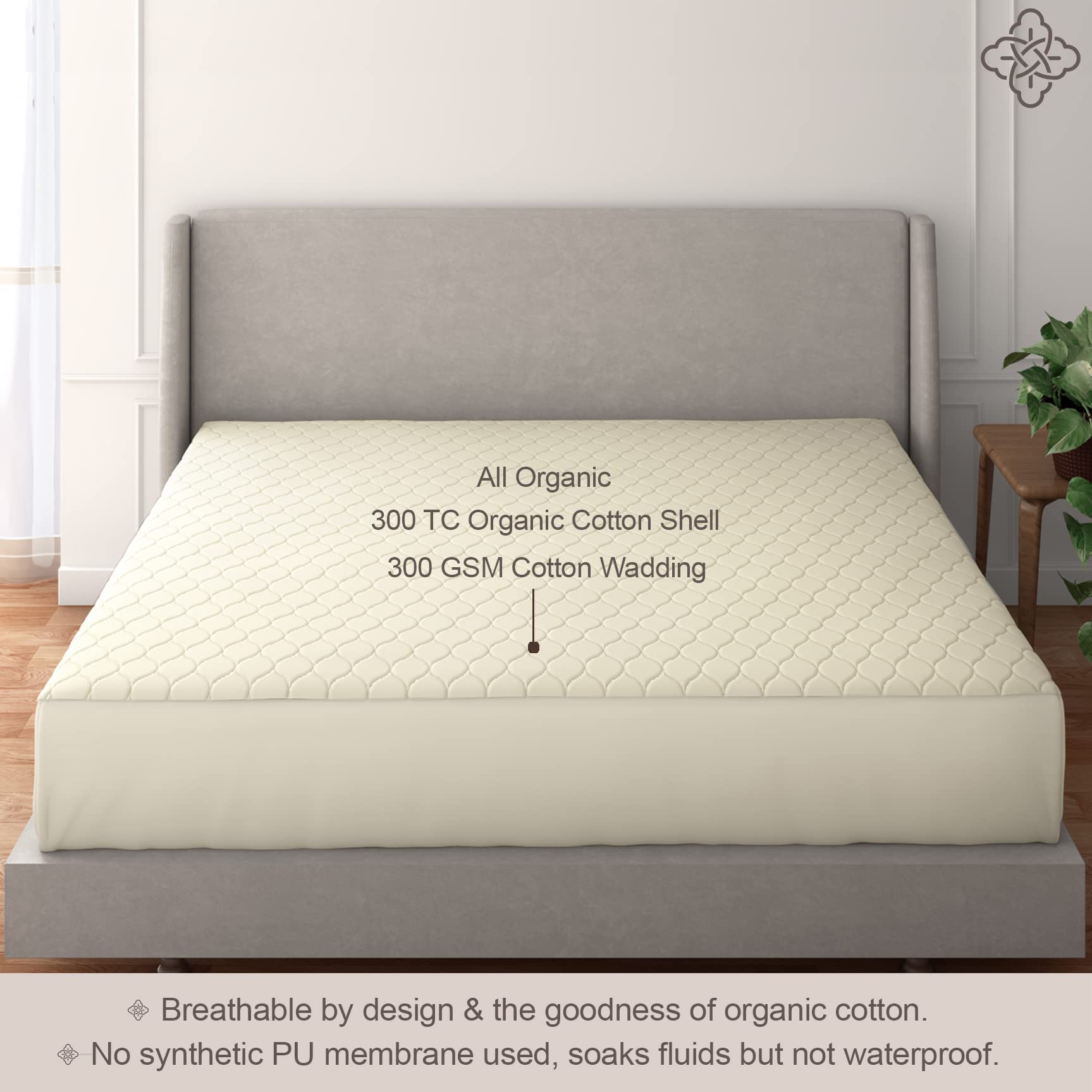 Bioweaves 100% Organic Cotton Mattress Pad Cover - GOTS Certified Cooling Quilted Fitted Mattress Topper & Protector with Soft Cotton Wadding - 20 Inch Deep Pocket for King Size Beds - Perfect for Hot Sleepers & Allergy Relief