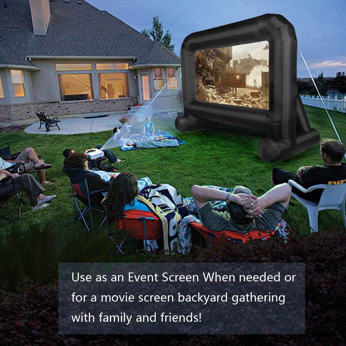 OUTTOY 16FT Inflatable Projection Screen with Quiet Fan & Storage Bag - Portable Outdoor Movie Screen for Backyard, Parties, Camping, and Events - Easy Setup & Durable Design for Home Theater & Entertainment