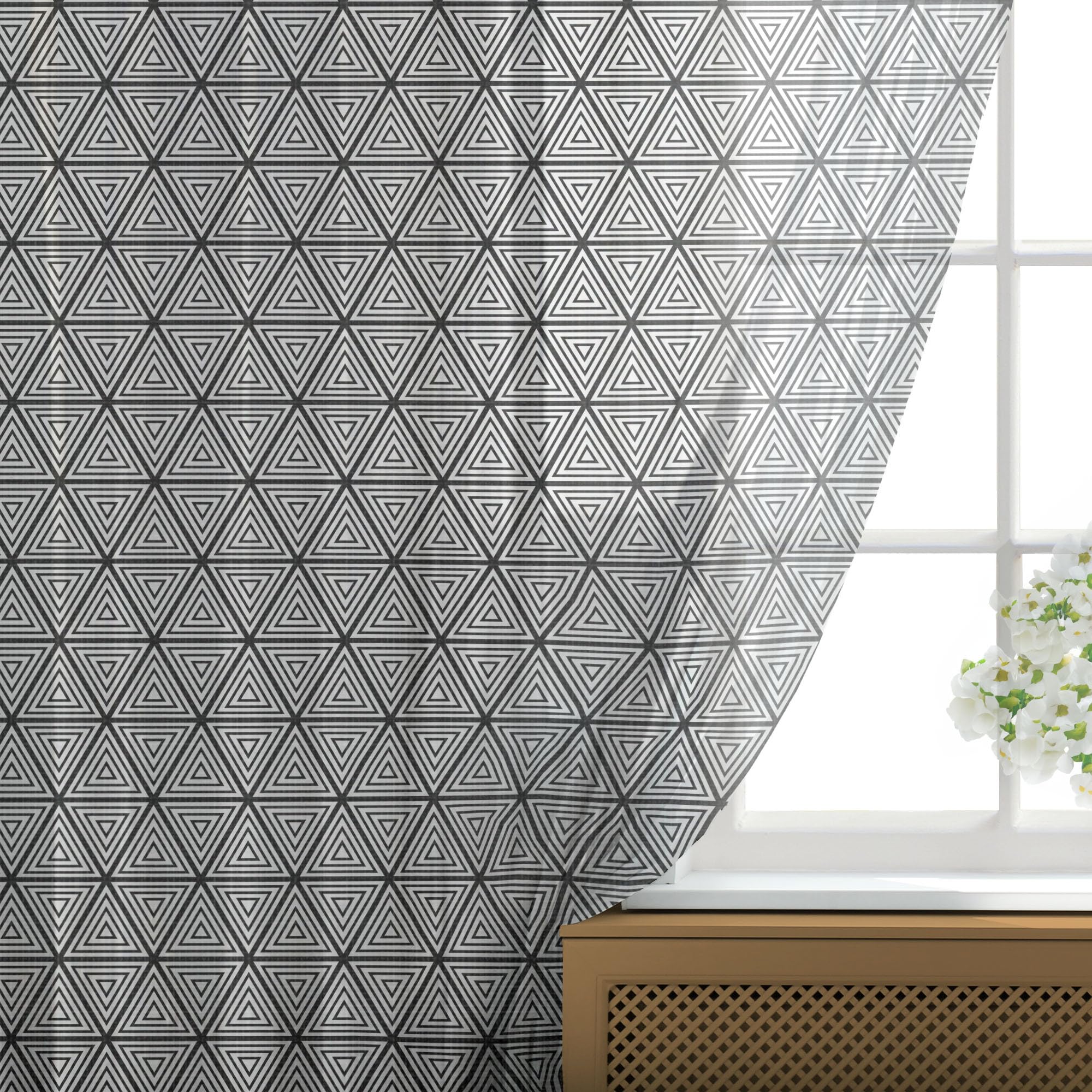 Ambesonne Black White Abstract Geometric Tulle Curtains with Rod Pocket - 108