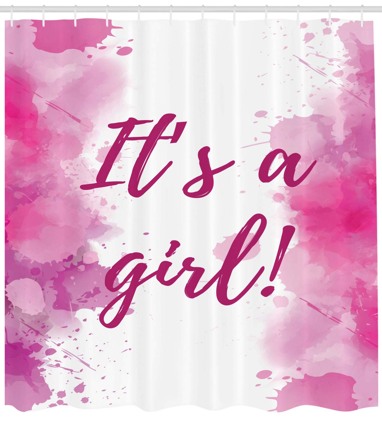 Ambesonne Gender Reveal Shower Curtain - 'It's a Girl' Handwritten Text with Watercolor Splash in Pink Tones, Extra Wide 105 Inch Fabric Bathroom Decor with Hooks | Perfect for Baby Showers, Nursery Decor & Gender Reveal Parties