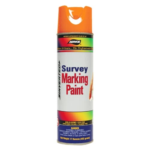 Aervoe 222 17 oz. Fluorescent Orange Survey Marking Paint - High Visibility for Construction, Road Marking & Utility Work