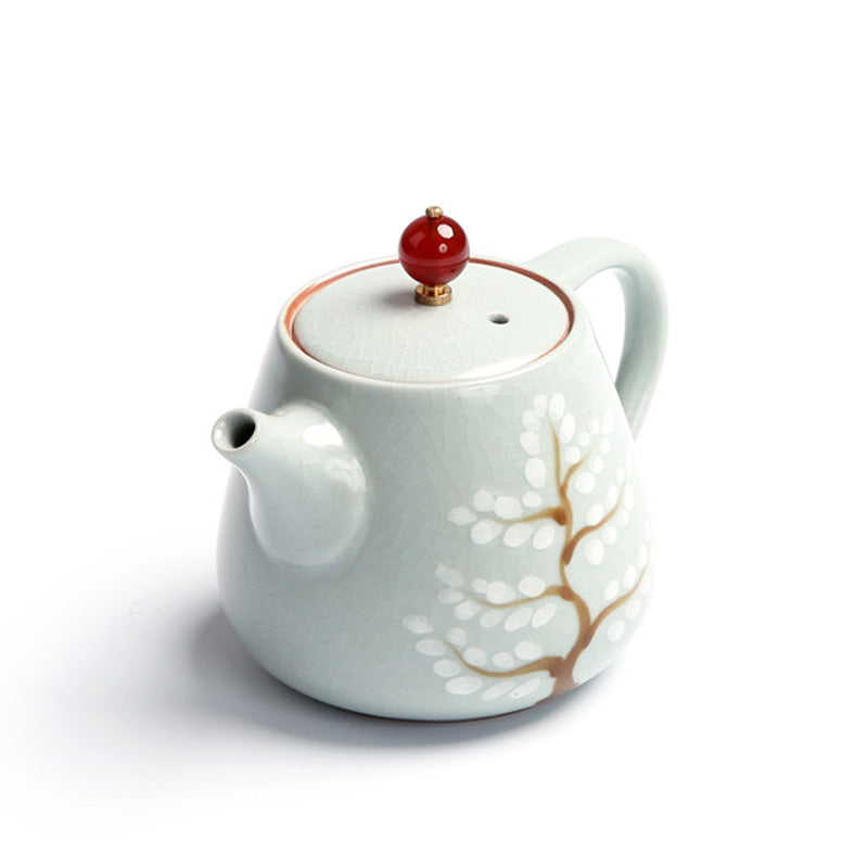 Premium Ruyao Dragon Teapot with Natural Agate Lid - Handcrafted Chinese Ceramic Tea Set for Gongfu Tea Ceremony, Home Decor & Gift