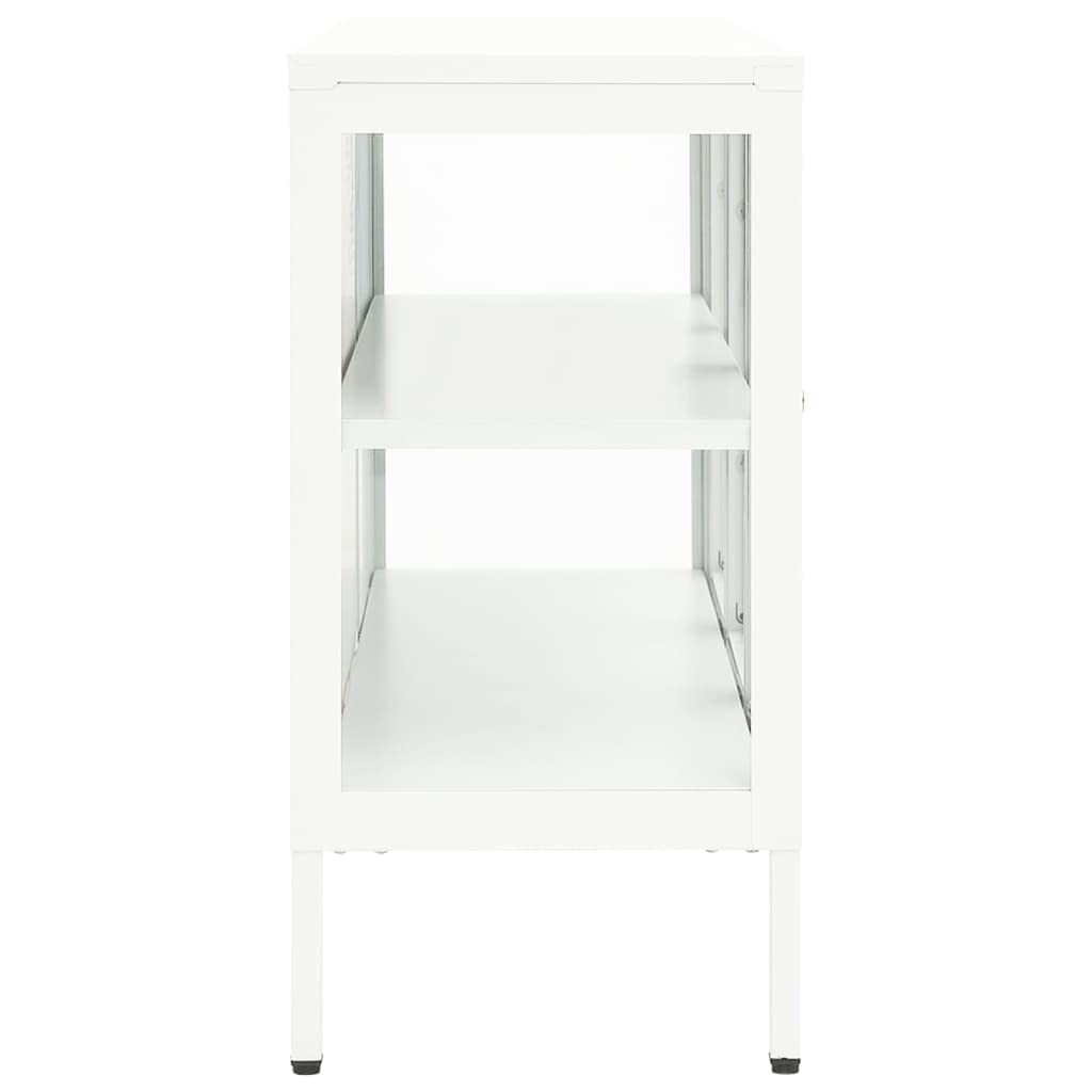 FAMIROSA White Modern Steel Sideboard Cabinet with 3 Doors & Adjustable Shelf - 41.3