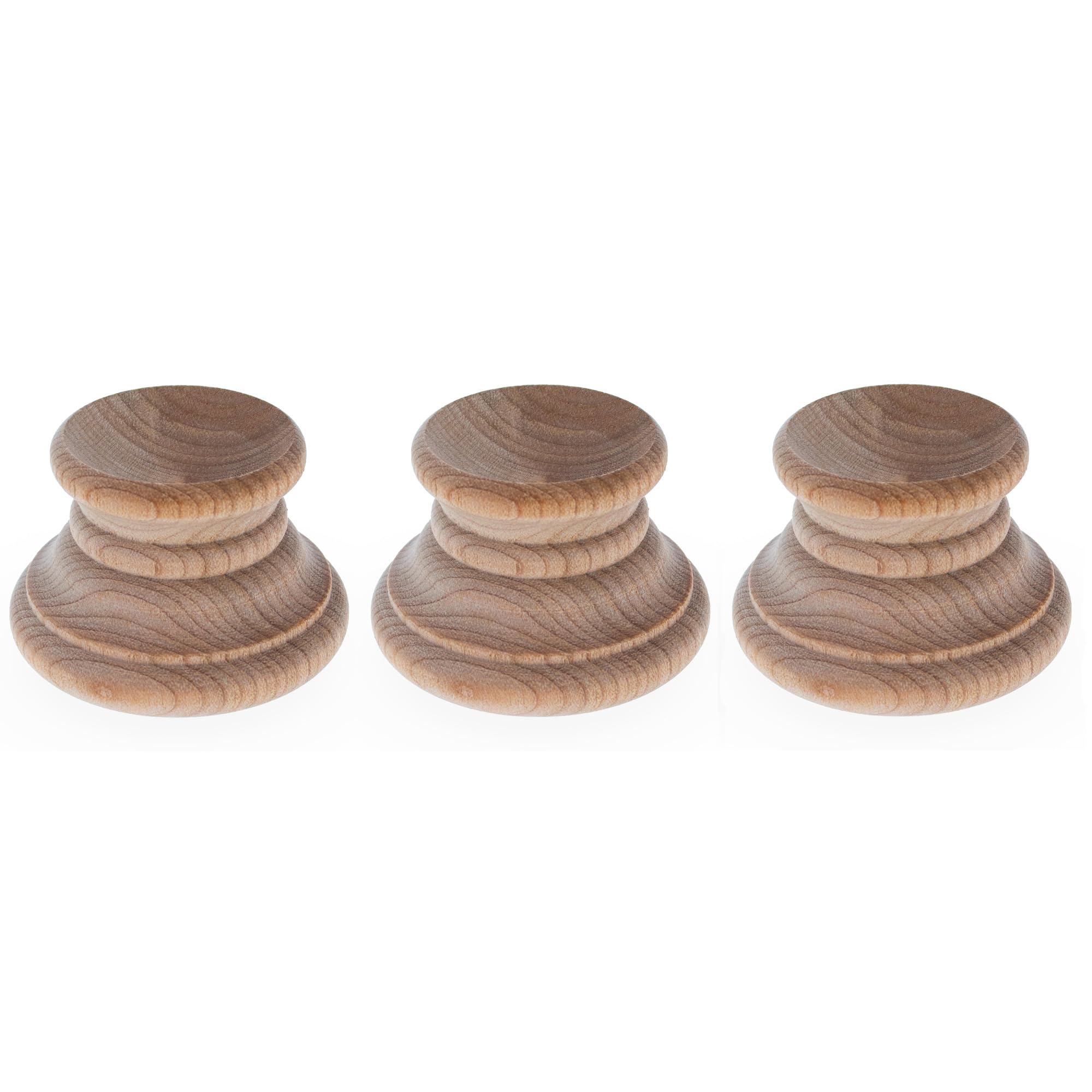 Set of 3 Unfinished Wooden Egg Stands - 1.15 Inch Tall Display Holders for Easter Decor, Craft Projects & Tabletop Decorations