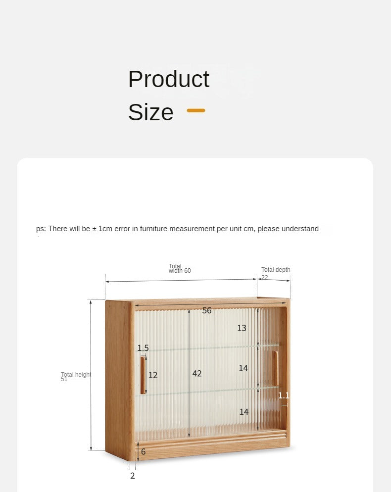 Solid Wood Desktop Locker Storage Cabinet with Glass Sliding Door - Oak, Cherry, Poplar - Perfect for Home Office, Bedroom, and Dorm Organization