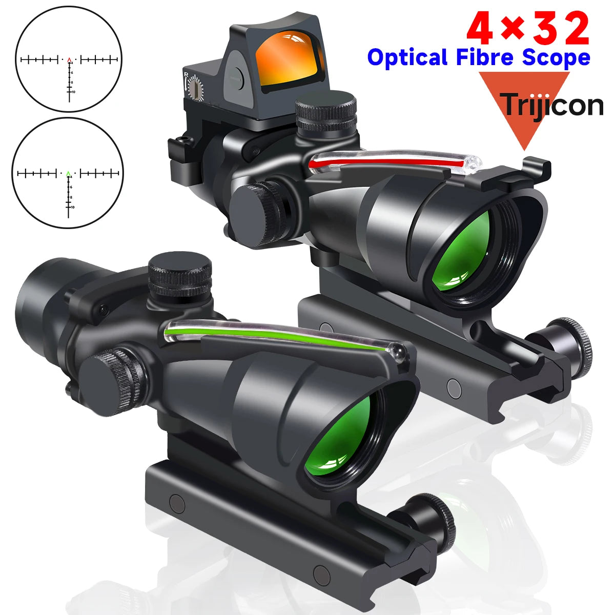 Trijicon ACOG 4X32 Rifle Scope with RMR - Fiber Optic Red/Green Dot Illumination, Etched Reticle - Perfect for Hunting, Tactical Shooting & Outdoor Adventures