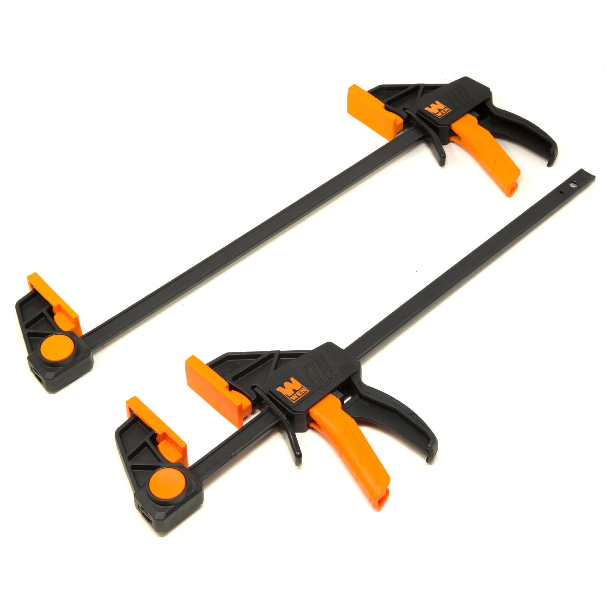 WEN CLR122 12-Inch Heavy Duty Steel Bar Clamps & Spreaders Set (2-Pack) - 2.3-Inch Throat for Woodworking, DIY Projects, and Furniture Repair