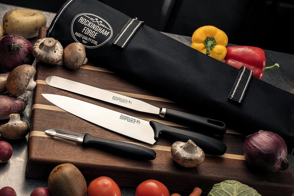 Rockingham Forge Essentials 8007 8-Inch Lightweight Stainless Steel Bread Knife with Ergonomic Black Handle - Perfect for Slicing Bread, Cakes & Pastries | Kitchen & Bakery Essential