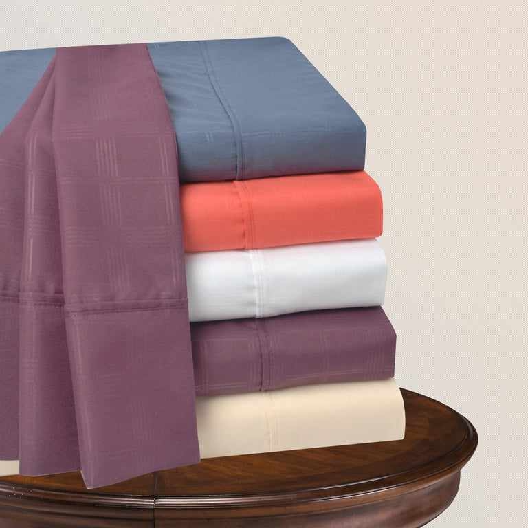 Stylish Embossed Microfiber Sheet Set - 4 Elegant Patterns, Wrinkle-Free & Ultra Soft - Perfect for Bedroom, Guest Room & Dormitory Comfort