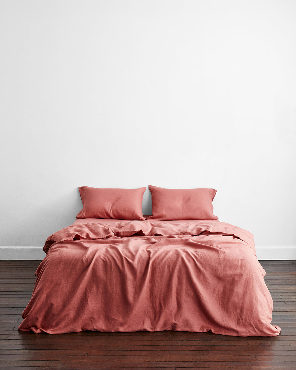 100% French Flax Linen Bedding Set - Pink Clay Color | Organic & Breathable | Perfect for Summer & Allergy Relief | Queen/King Size Bedroom Luxury