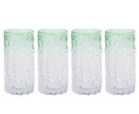 Coastal Living Seascapes 16oz Colored Rim Acrylic Cooler Glasses - Set of 4, Shatterproof & BPA-Free (Green) - Perfect for Beach Parties, Poolside Drinks & Outdoor Entertaining