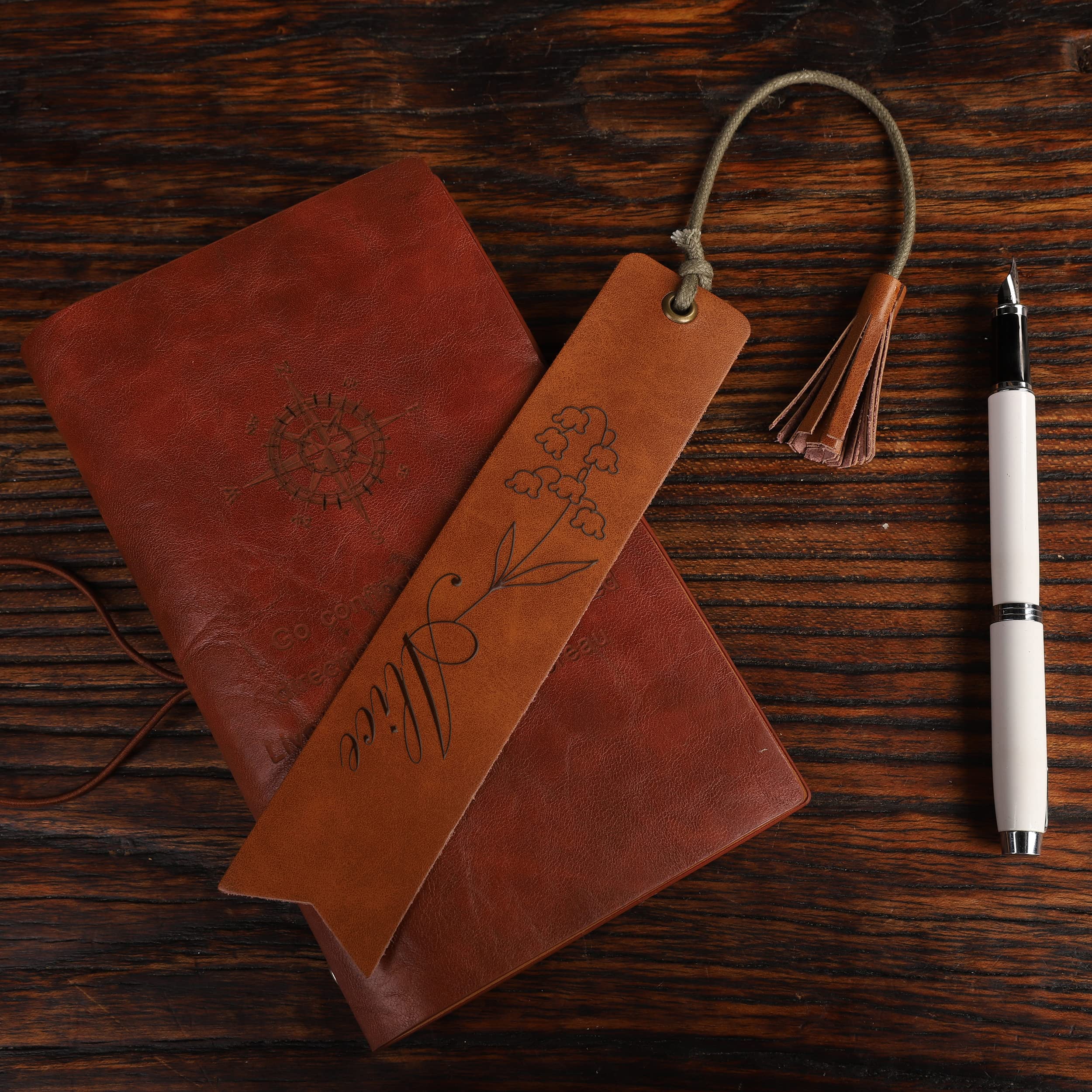 Personalized Engraved Leather Bookmark with Birth Flower & Name - Custom Gift for Book Lovers, Graduation, Birthday, Christmas, Mother's Day & Anniversary - Perfect Reading Accessory for Novels, Journals, Bibles & Study Books - Great for Book Clubs, Home Libraries, Coffee Shops & Cozy Reading Nooks