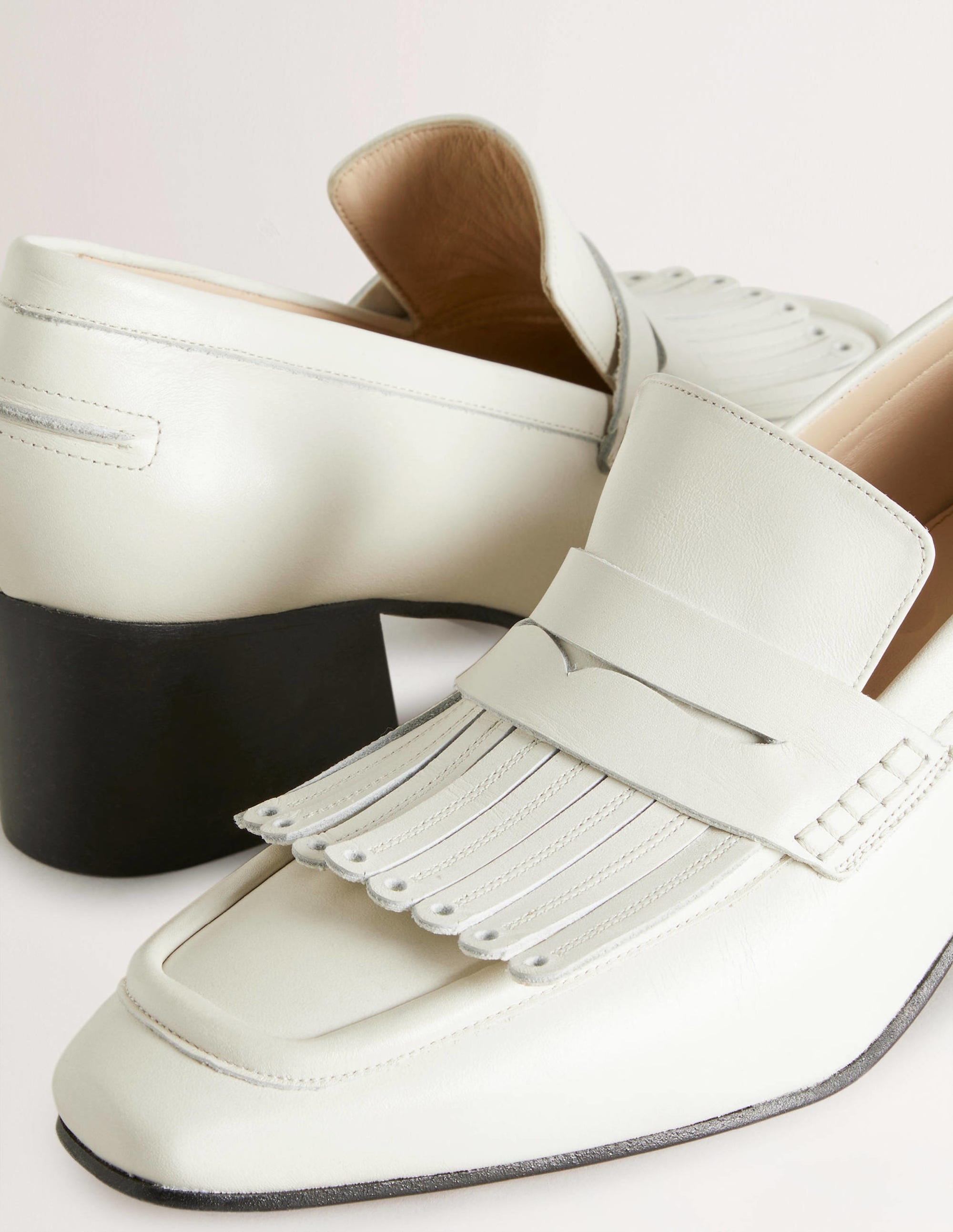 Stylish Block Heel Loafers in Off-White | Comfortable Women's Slip-On Shoes for Work, Office & Casual Outfits