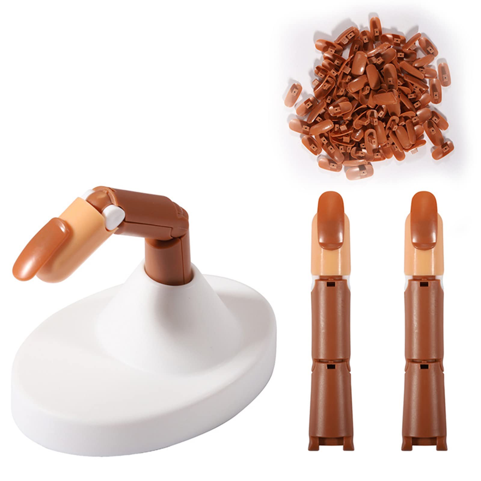 Professional Adjustable Nail Practice Hand - Flexible Mannequin Finger for Acrylic & Gel Nail Training - Includes 100pcs Coffin Nail Tips - Perfect for Nail Art Students, Beginners & Salon Practice - Ideal for Home, Beauty School & Professional Nail Technician Training