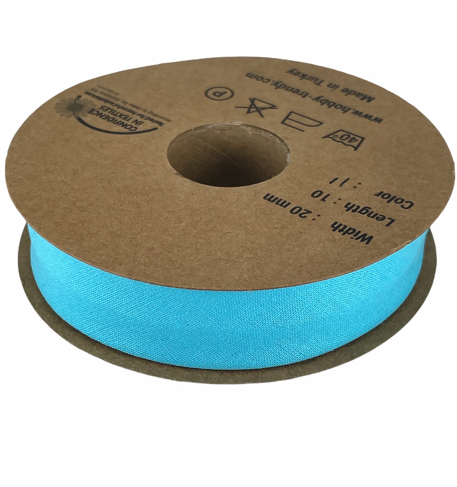 Hobby Trendy 100% Cotton Single Fold Bias Binding Tape - 20mm (13/16 Inch) x 10 Meters (10.93 Yards) for Sewing, Quilting, Hemming & DIY Crafts - Perfect for Clothing, Home Decor & Fabric Projects (Sky Blue)