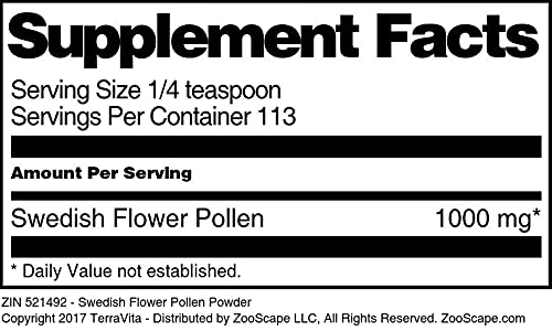 Organic Swedish Flower Pollen Powder - 4 oz (113g) | Natural Superfood Supplement for Energy & Immunity | Perfect for Smoothies, Yogurt & Baking | ZIN: 521492