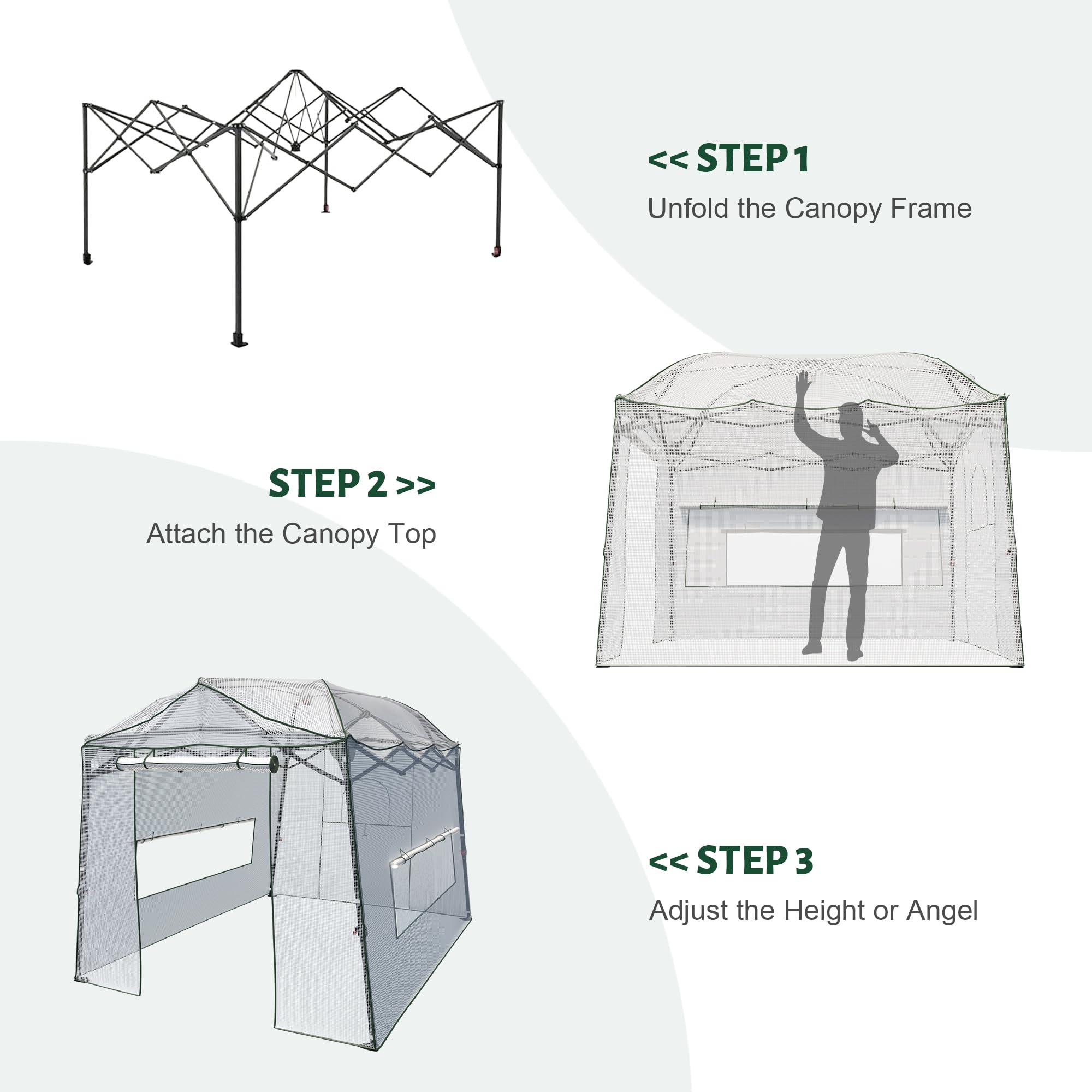 8.5 x 7 FT Walk-in Greenhouse for Plants | Portable Pop-up Garden Canopy with Adjustable Height & Durable PE Cover | Indoor Outdoor Use for Gardening, Seed Starting, Plant Protection (Clear/White)