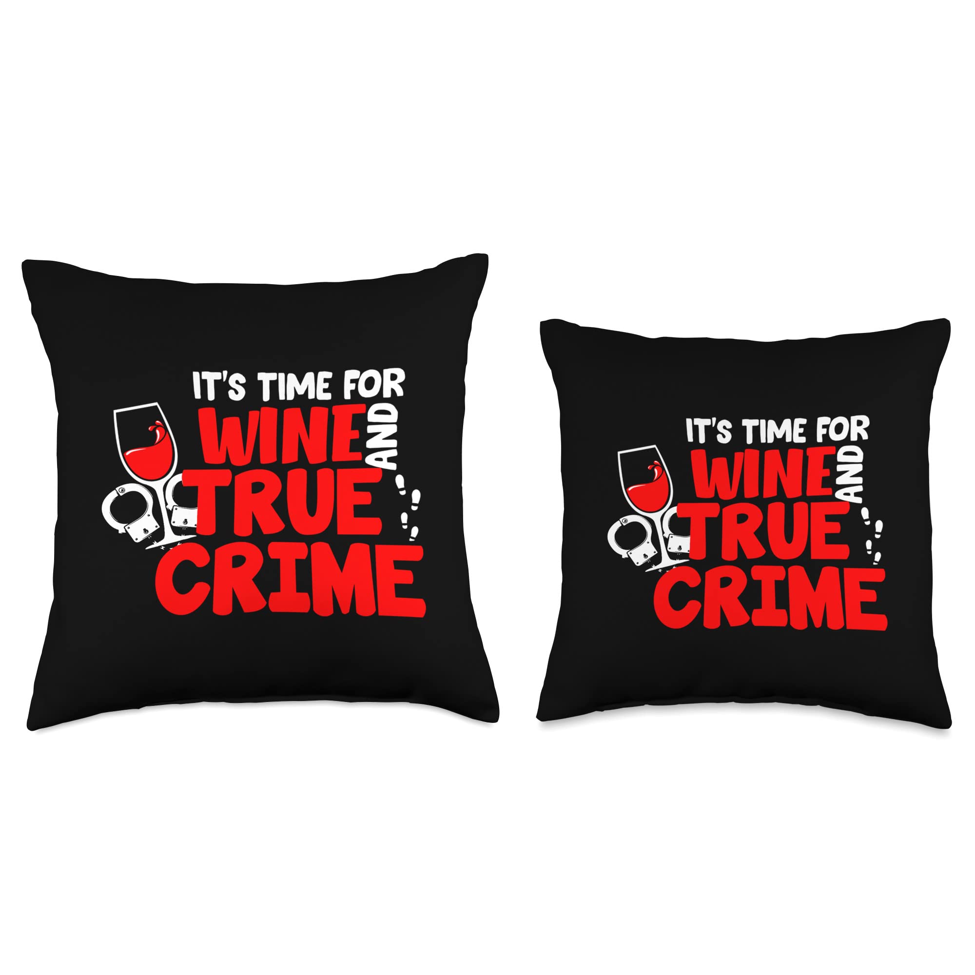 True Crime Lover Merch - Wine & Crime Themed Throw Pillow for Home Decor, Gift for Mystery Fans - Perfect for Living Room, Bedroom & Reading Nook