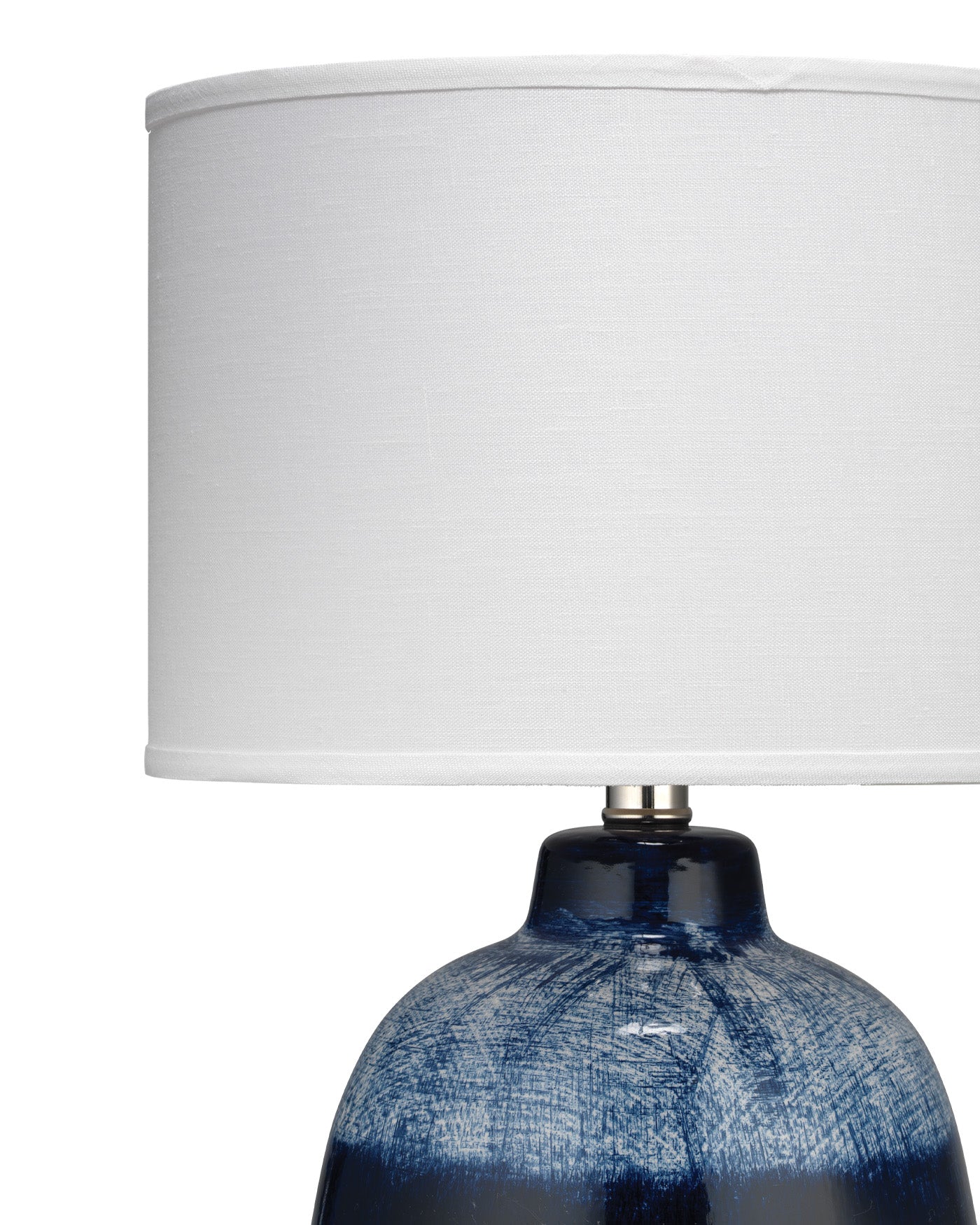 Handmade Batik Table Lamp - Blue & White Ceramic Base, Small Nightstand Light for Bedroom, Living Room, or Office Decor